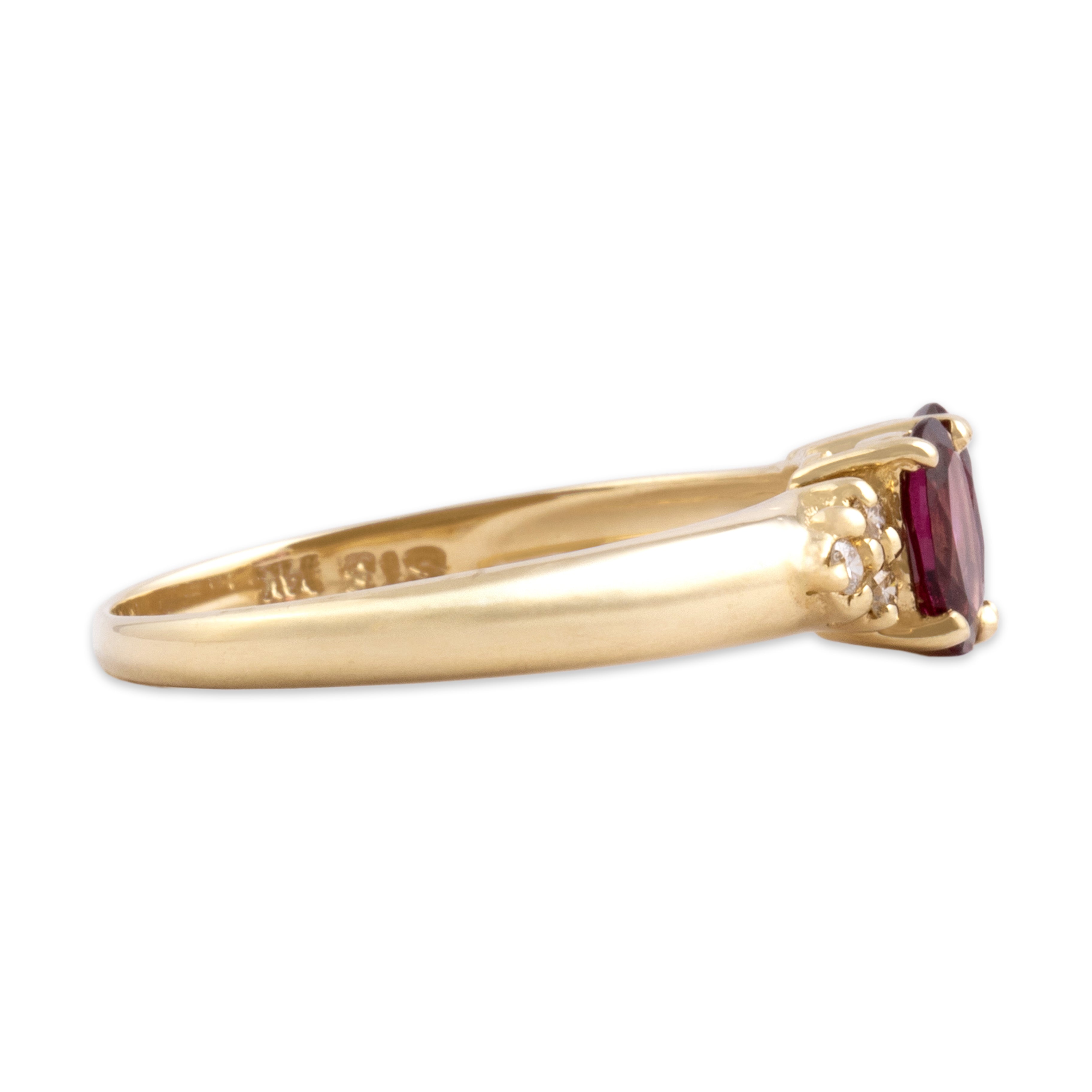 Vintage 14k Yellow Gold .81cttw Pink Garnet Diamond Bright Oval Duo Ring 7.00