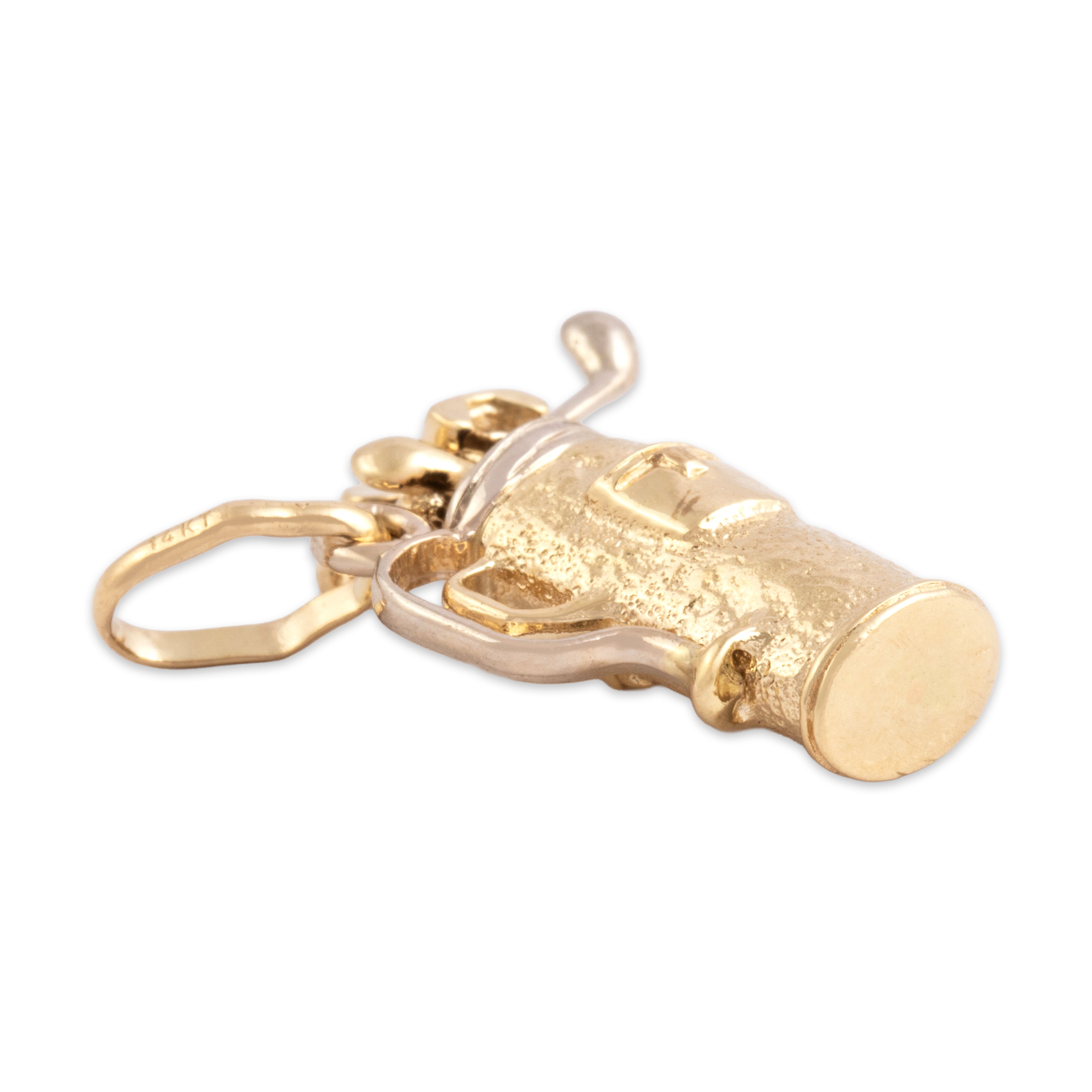 Vintage Italian 14k Yellow & White Gold Sporty Articulating Gold Bag Charm / Pendant - detail view #1