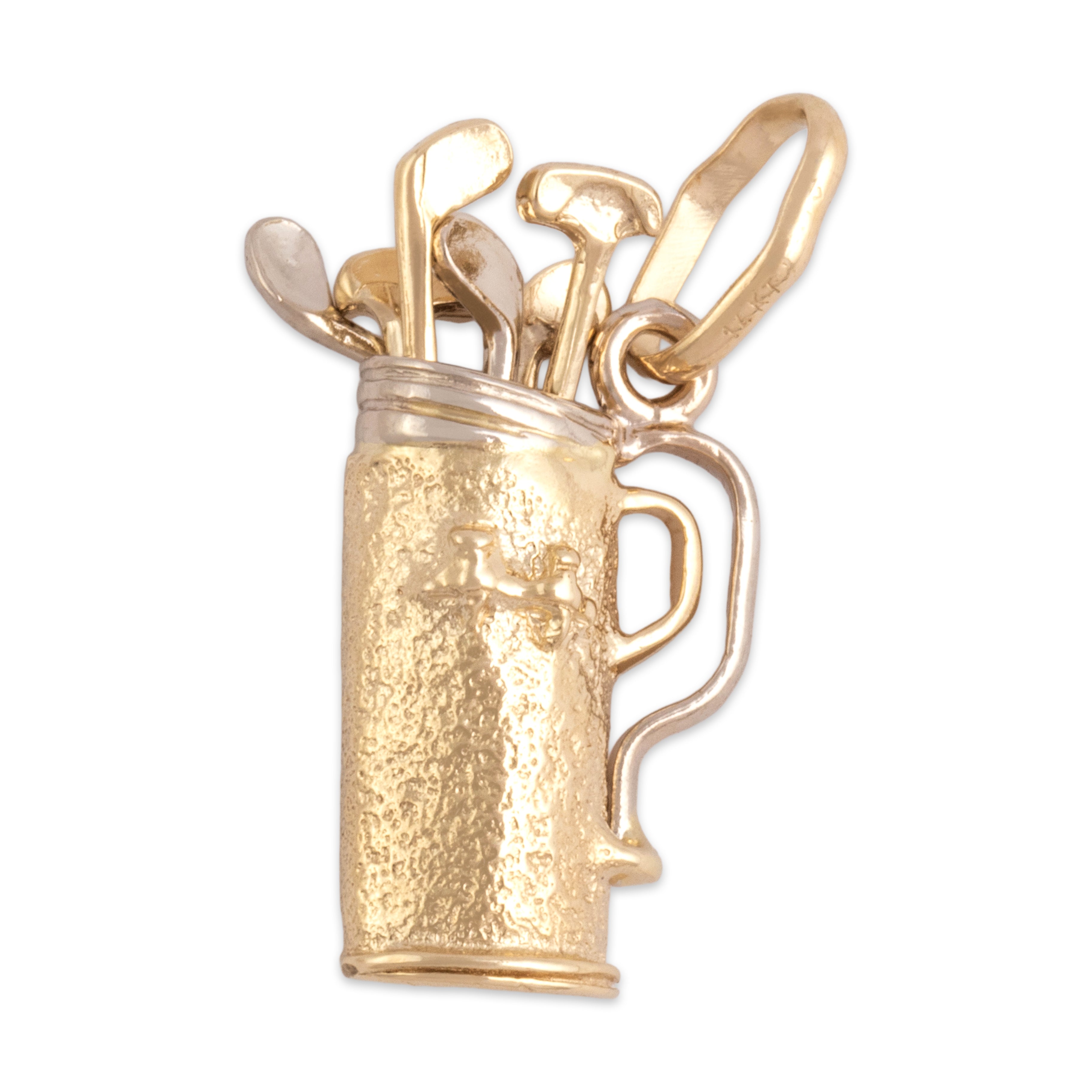 Vintage Italian 14k Yellow & White Gold Sporty Articulating Gold Bag Charm / Pendant - Overall view