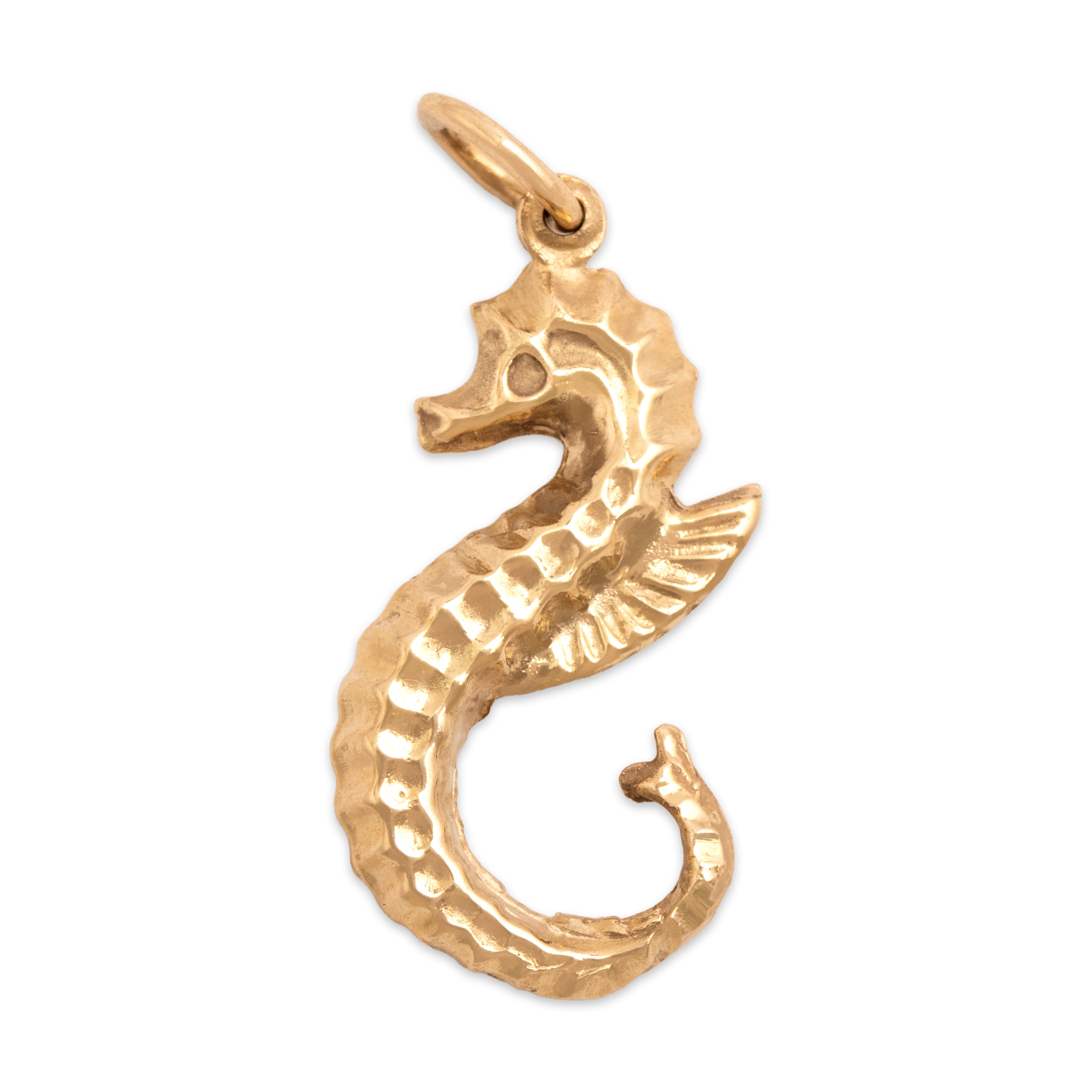 Vintage 14k Yellow Gold Swimming Seahorse Charm / Pendant - Overall view