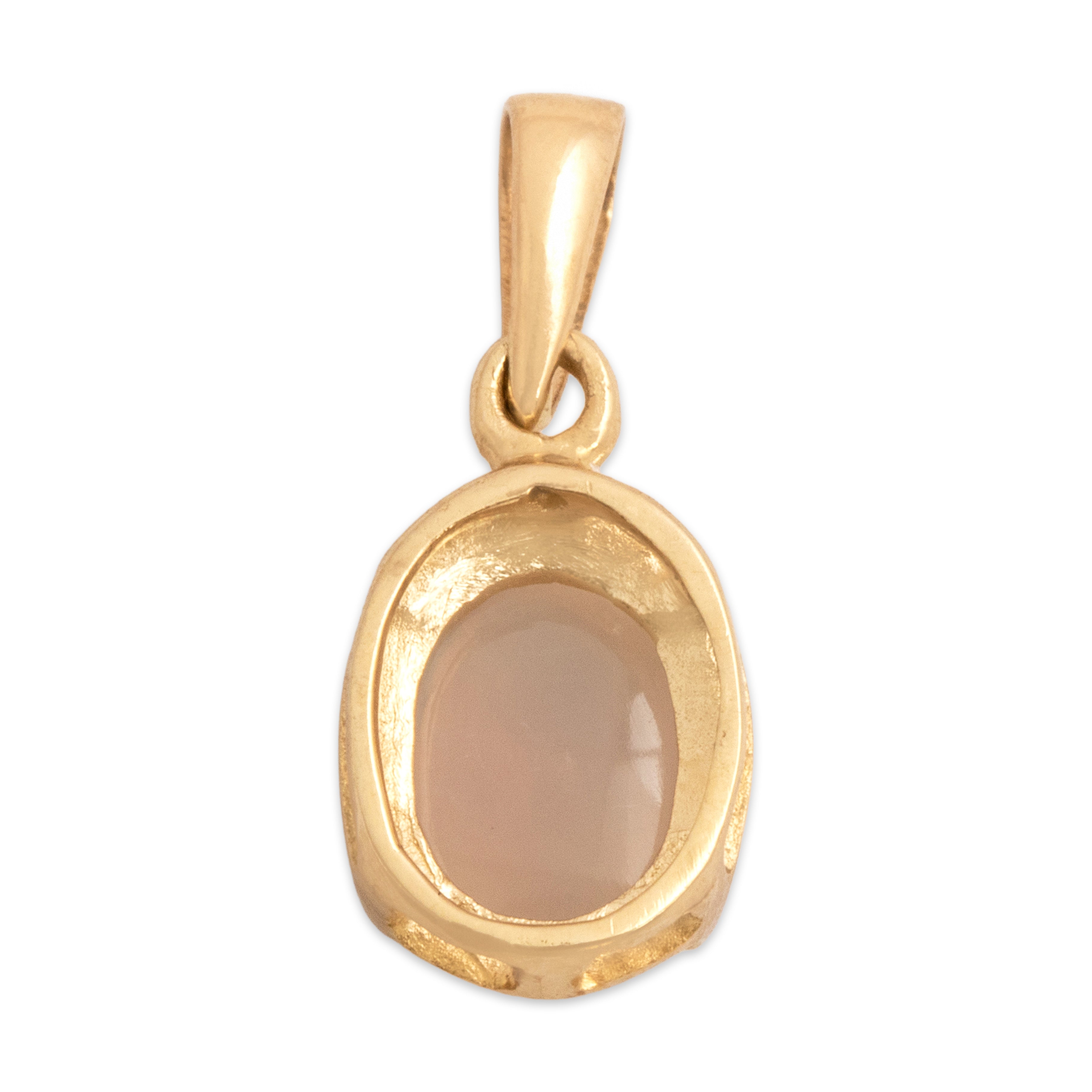 Vintage Small 14k Yellow Gold .56ct Opal Luminous Solitaire Charm / Pendant - Back view