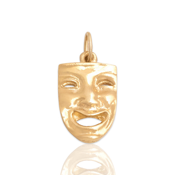 Vintage 14k Yellow Gold Dual-Sided Drama Mask Charm / Pendant