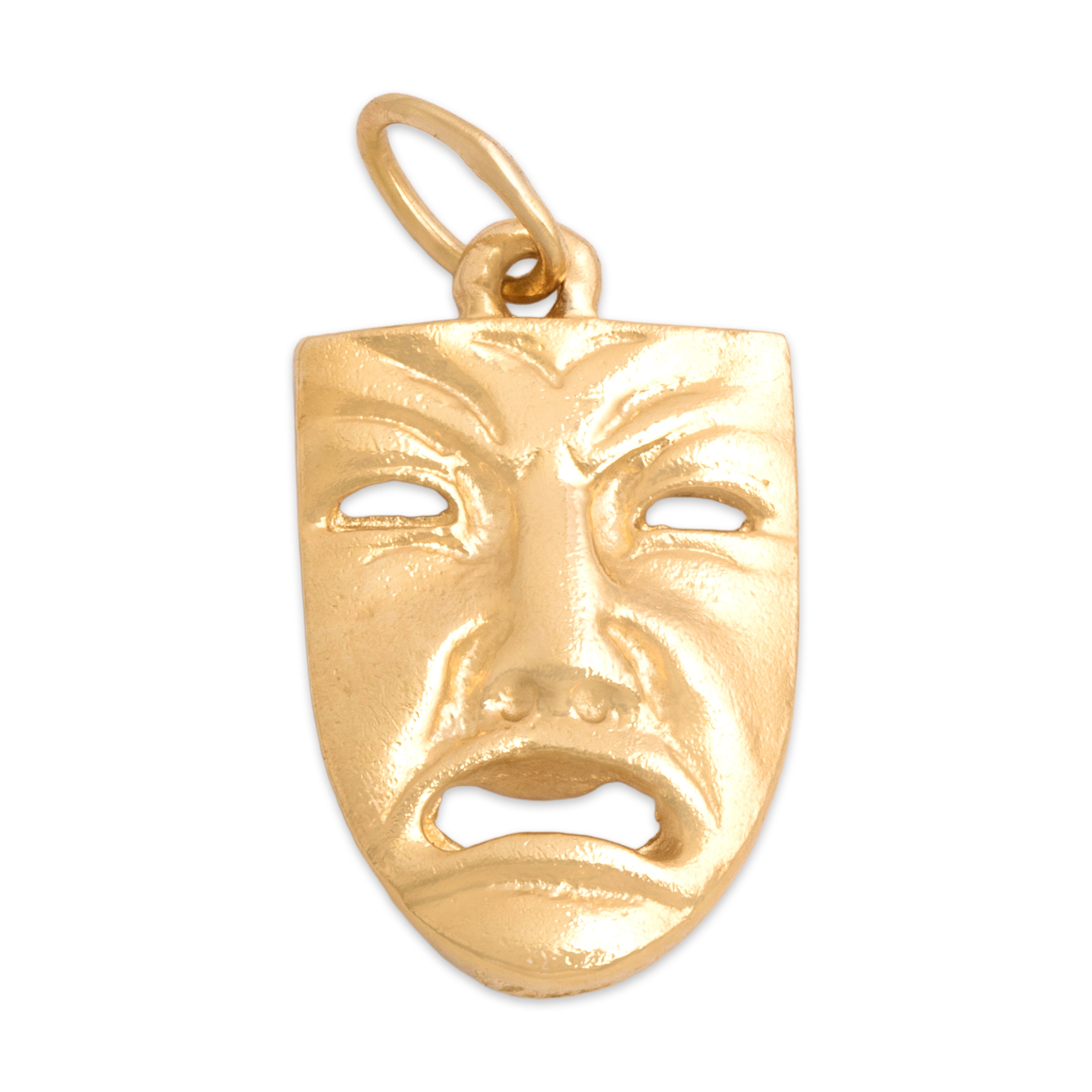 Vintage 14k Yellow Gold Dual-Sided Drama Mask Charm / Pendant - Back view