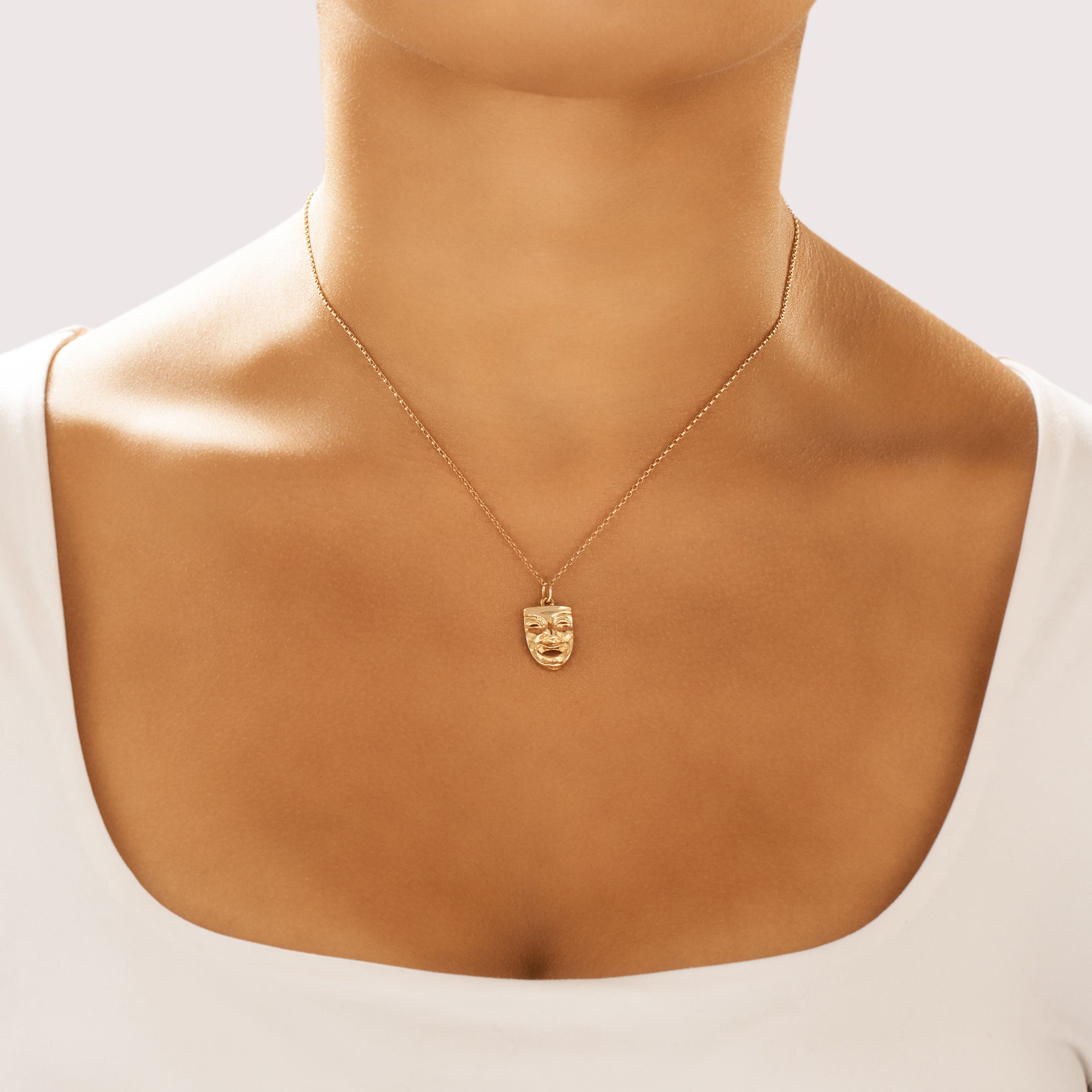 Vintage 14k Yellow Gold Dual-Sided Drama Mask Charm / Pendant