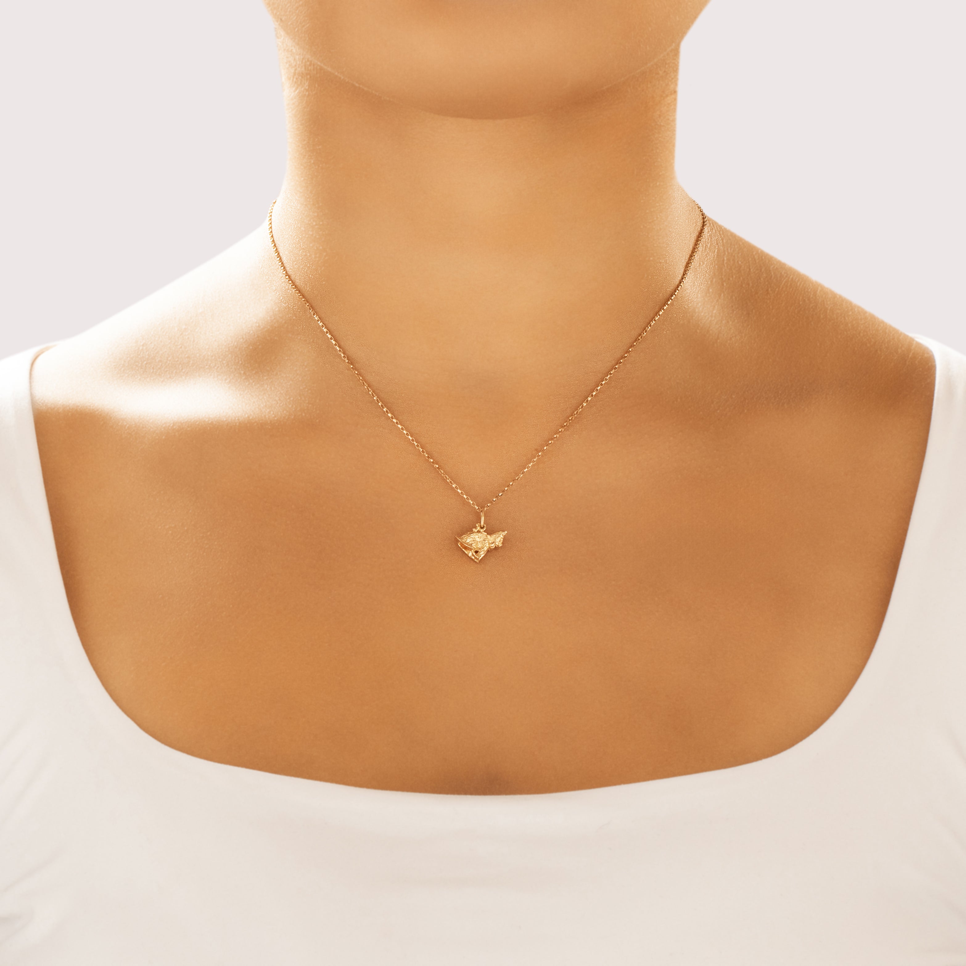 Vintage Small 14k Yellow Gold Ribboned Cat Charm / Pendant