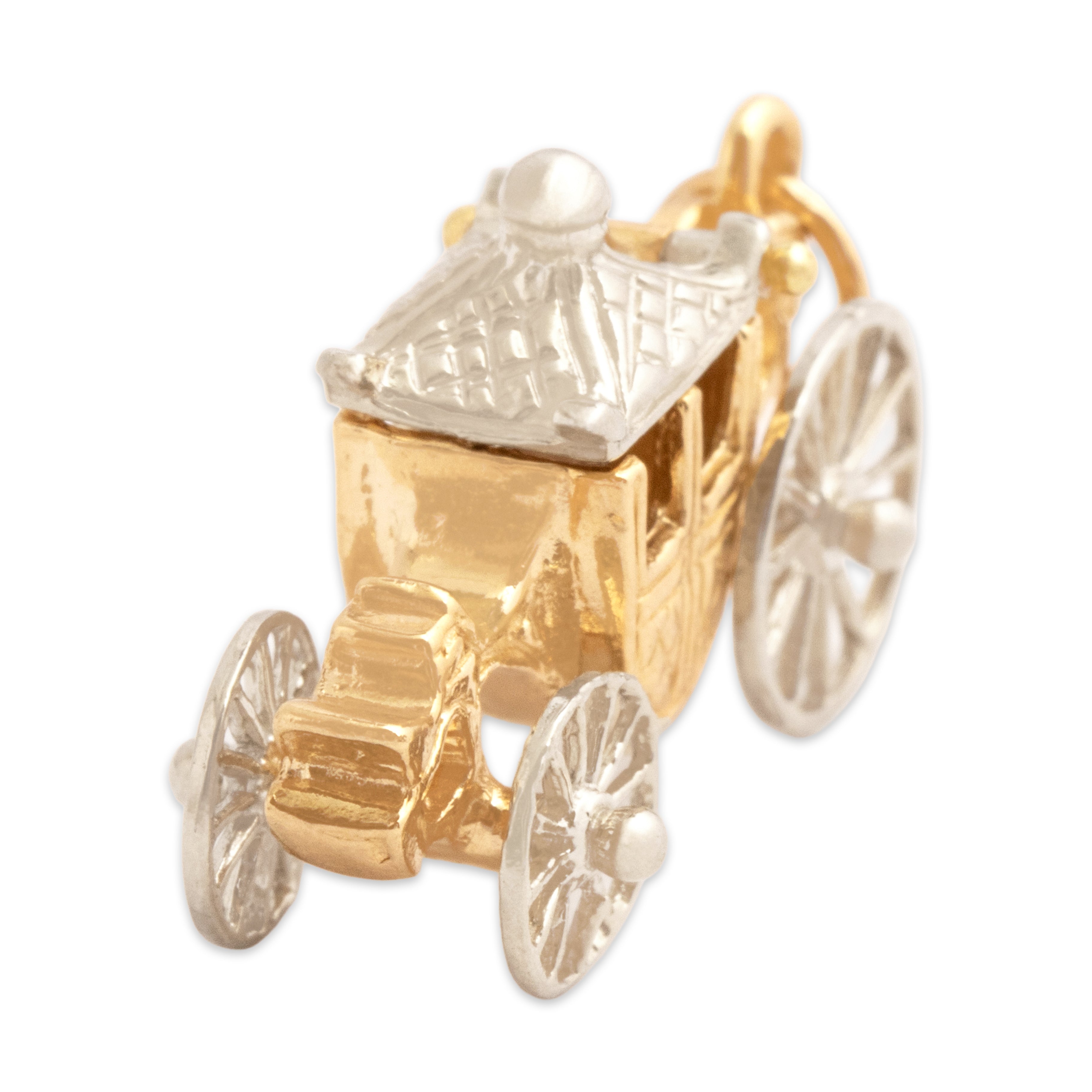 Vintage 14k Yellow & White Gold Articulated Royal Carriage Charm / Pendant