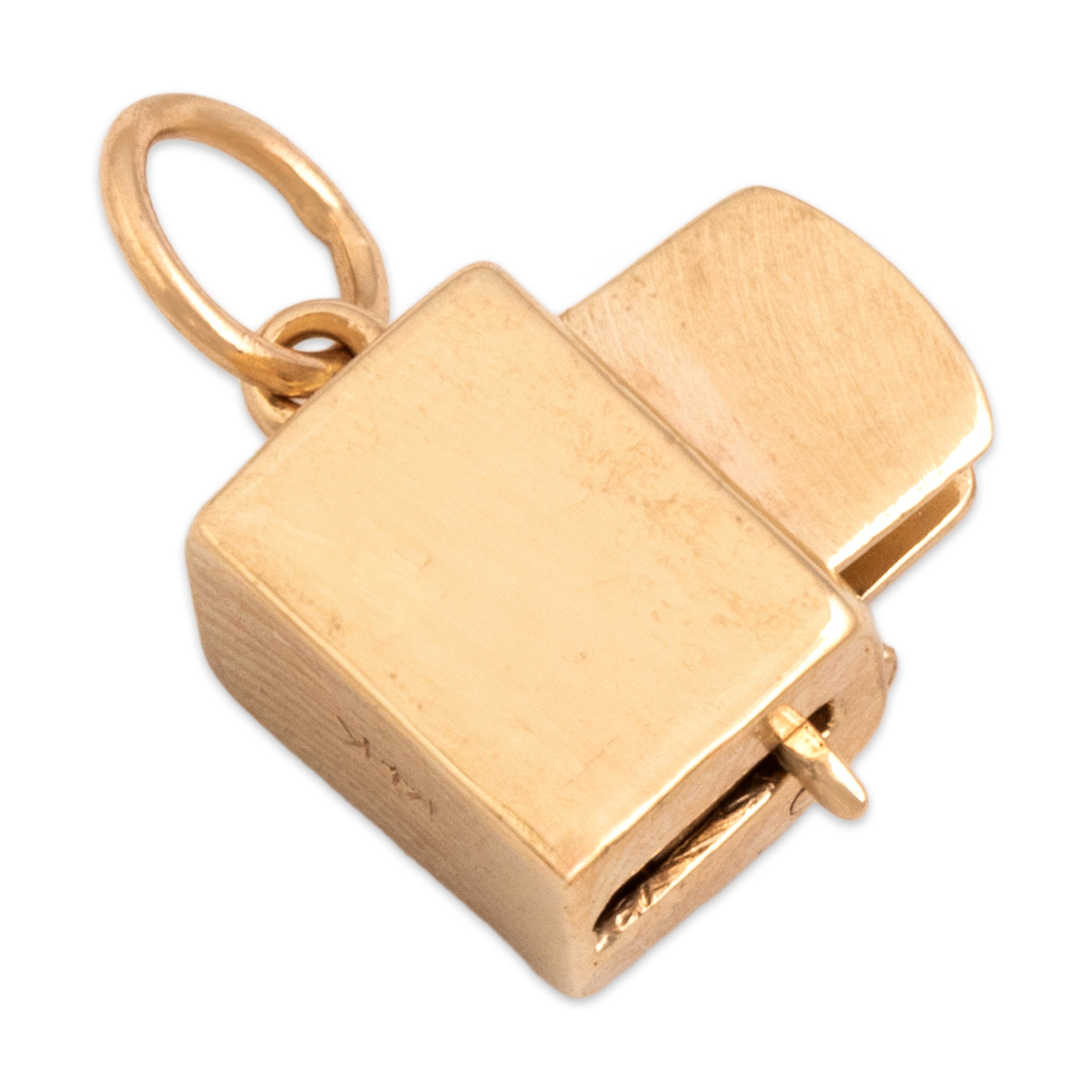 Vintage 14k Yellow Gold Delightful Articulating Toaster And Bread Pendant - Overall view