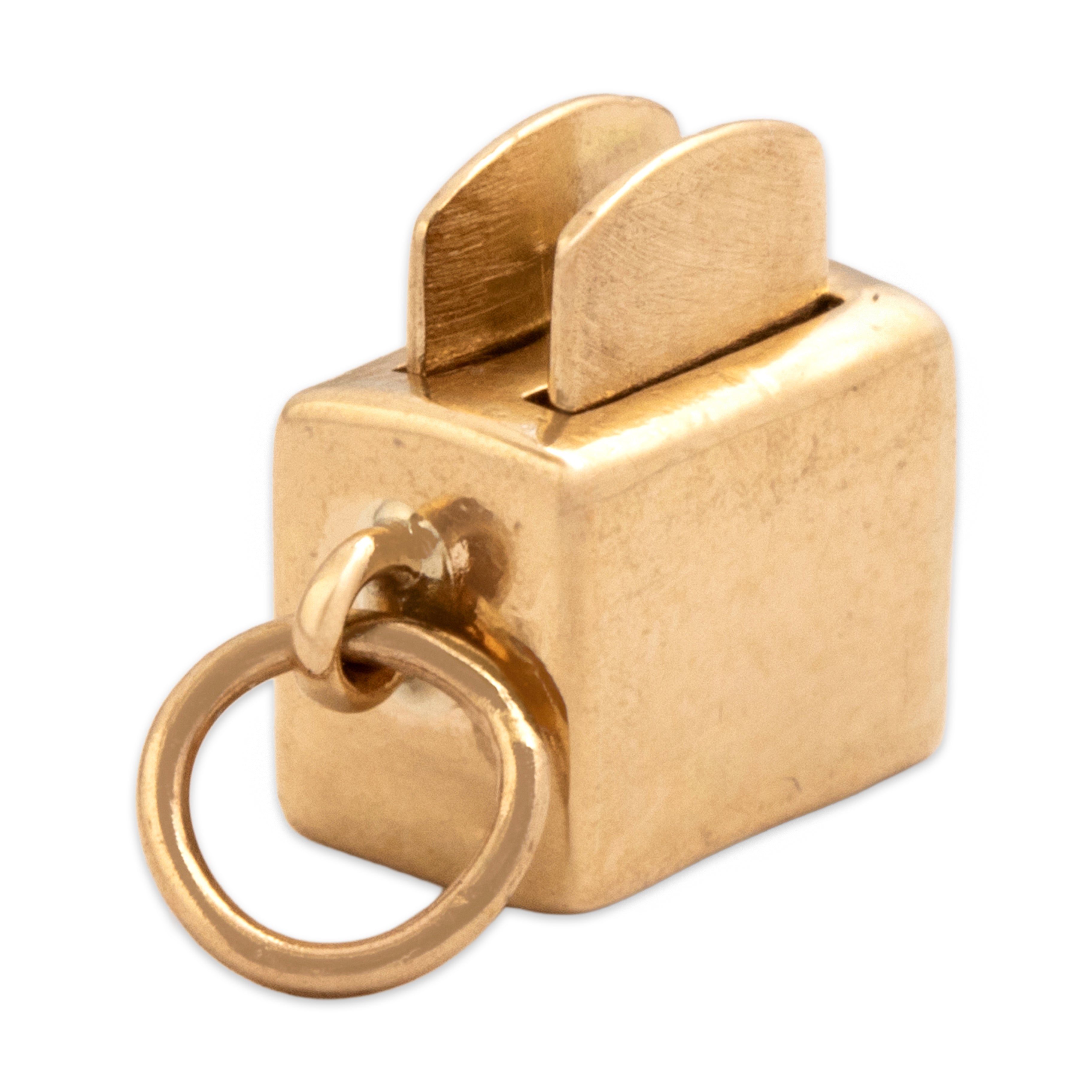 Vintage 14k Yellow Gold Delightful Articulating Toaster And Bread Pendant - detail view #1
