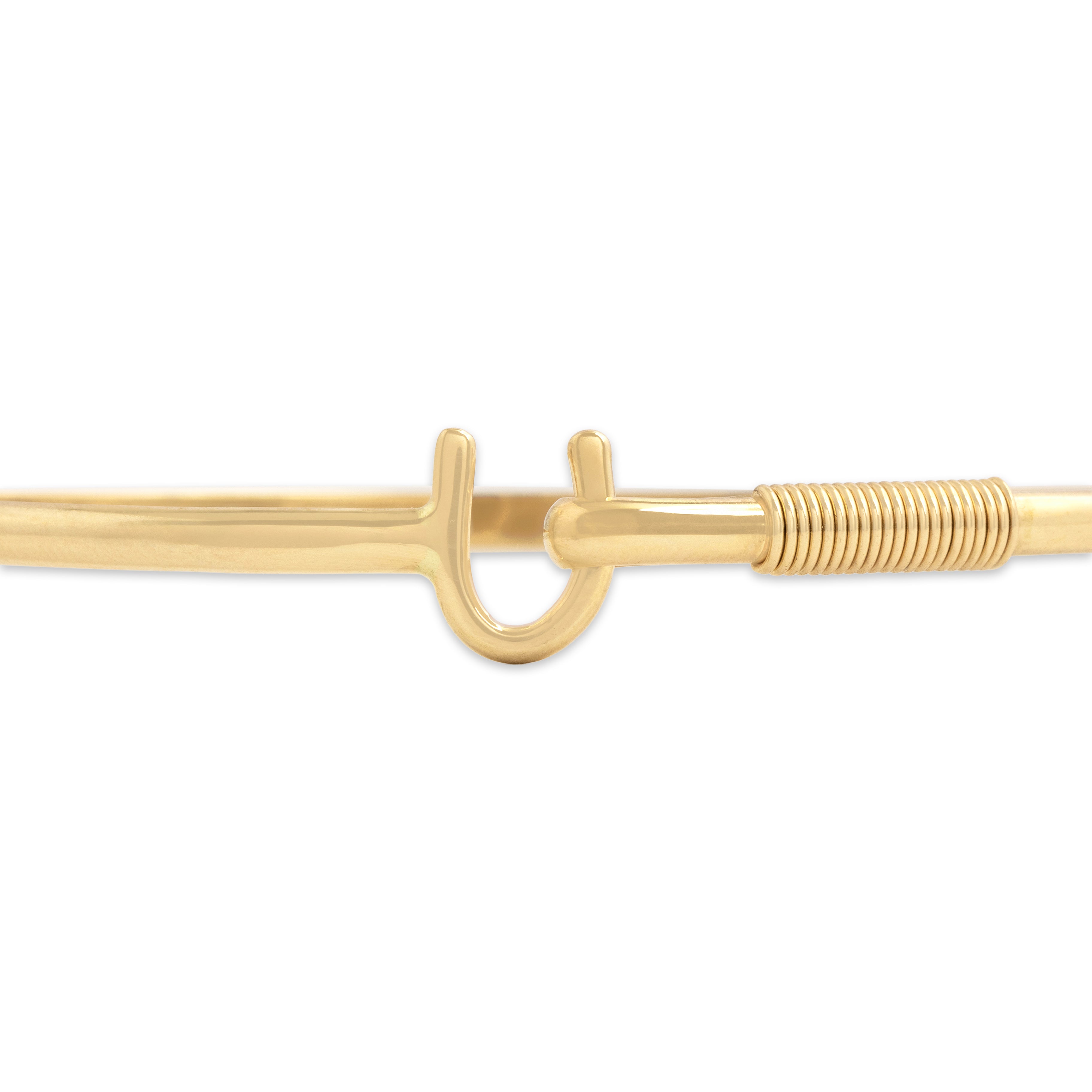Vintage 14k Yellow Gold Lucky Horseshoe Clasp Bangle Bracelet 7.25