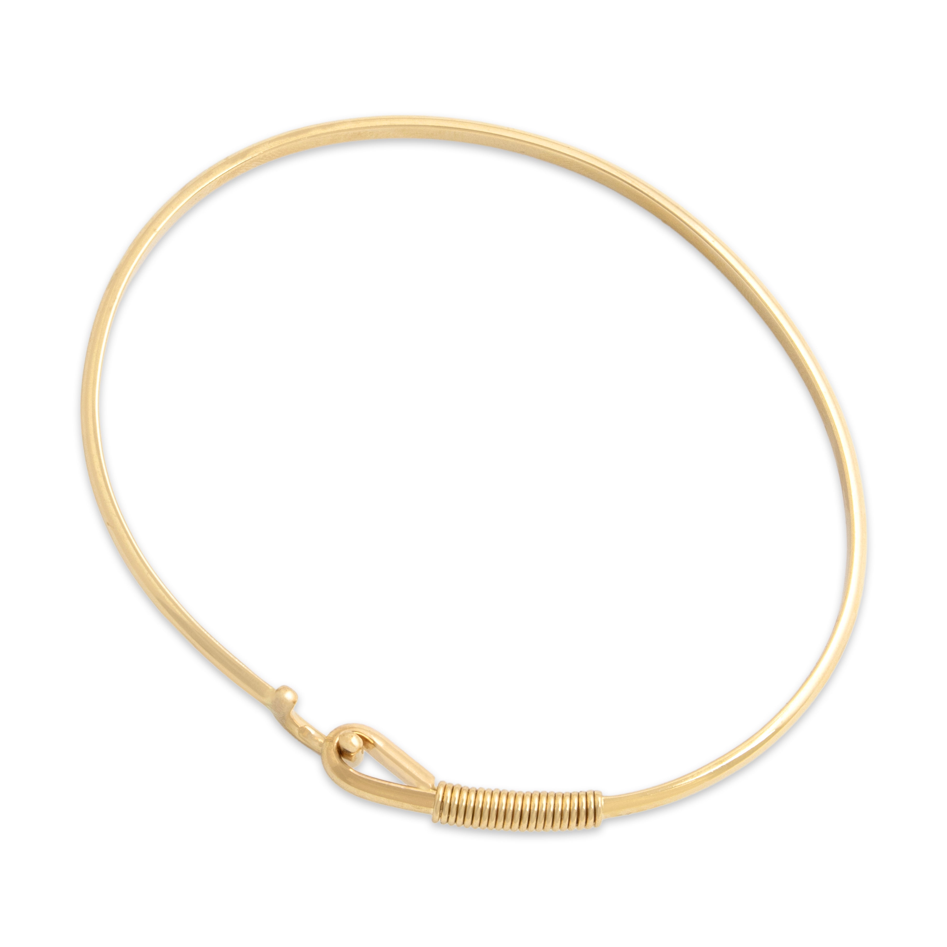 Vintage 14k Yellow Gold Lucky Horseshoe Clasp Bangle Bracelet 7.25