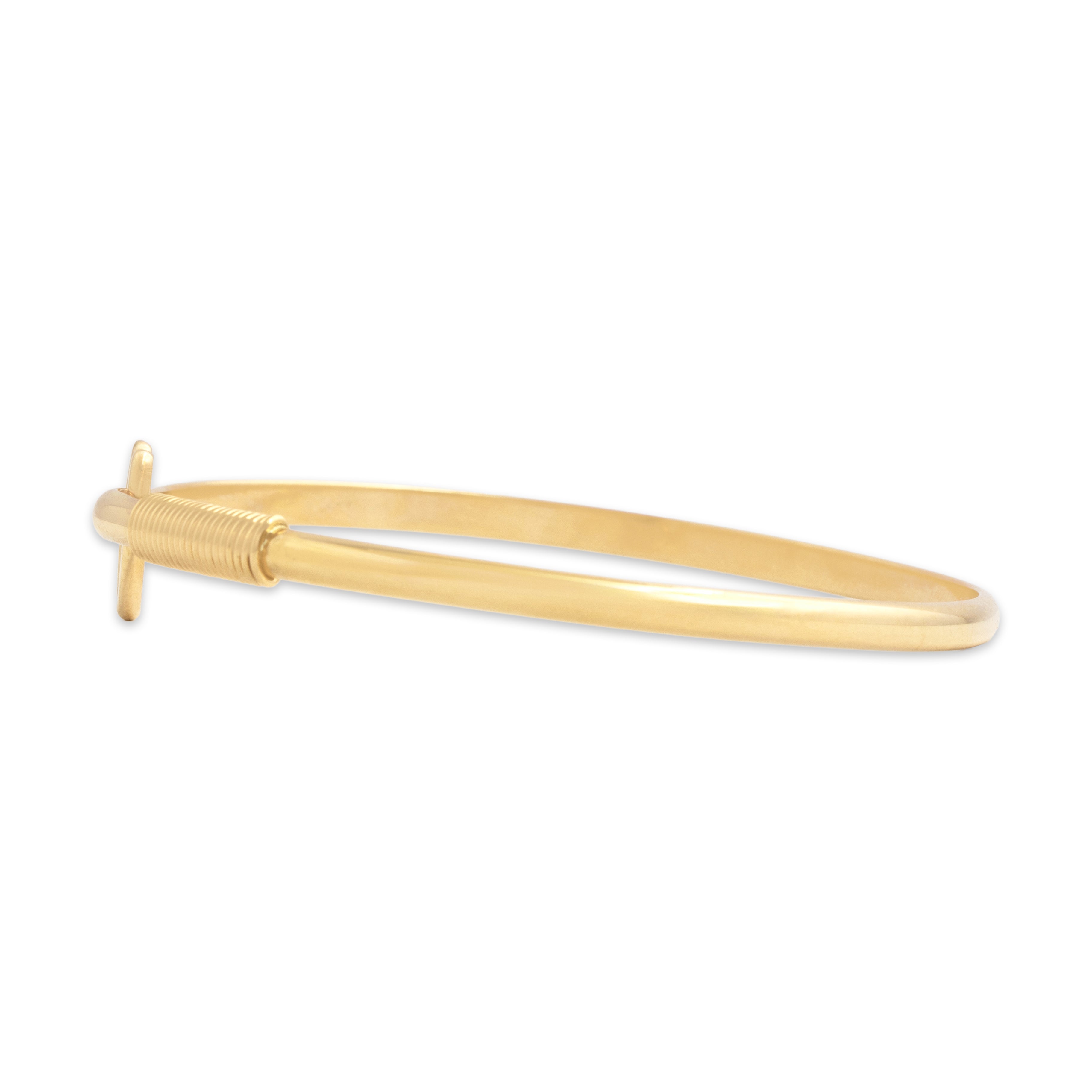 Vintage 14k Yellow Gold Lucky Horseshoe Clasp Bangle Bracelet 7.25