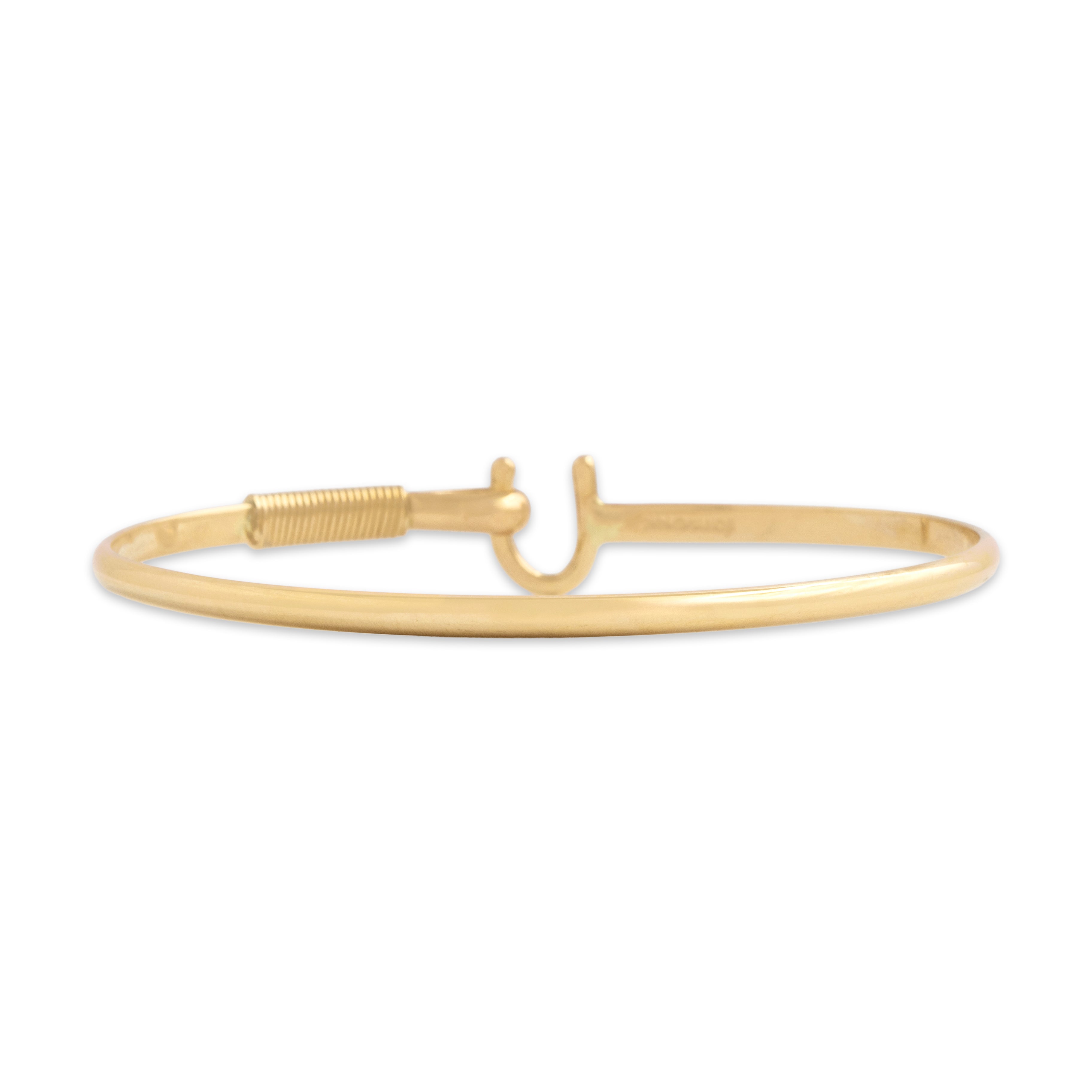 Vintage 14k Yellow Gold Lucky Horseshoe Clasp Bangle Bracelet 7.25
