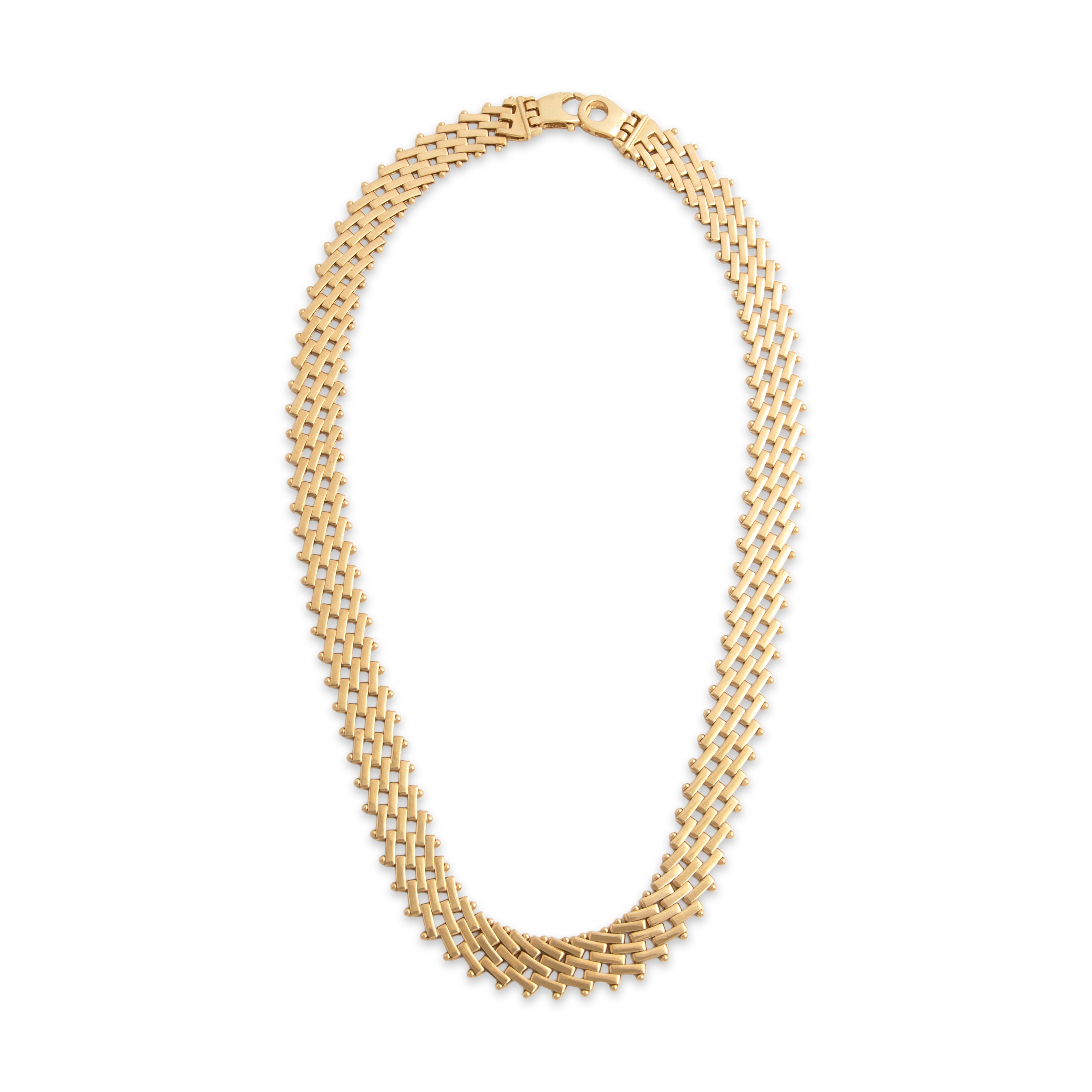 Vintage Italian 14k Yellow Gold Superb Lattice-Link Collar Necklace - Overall view