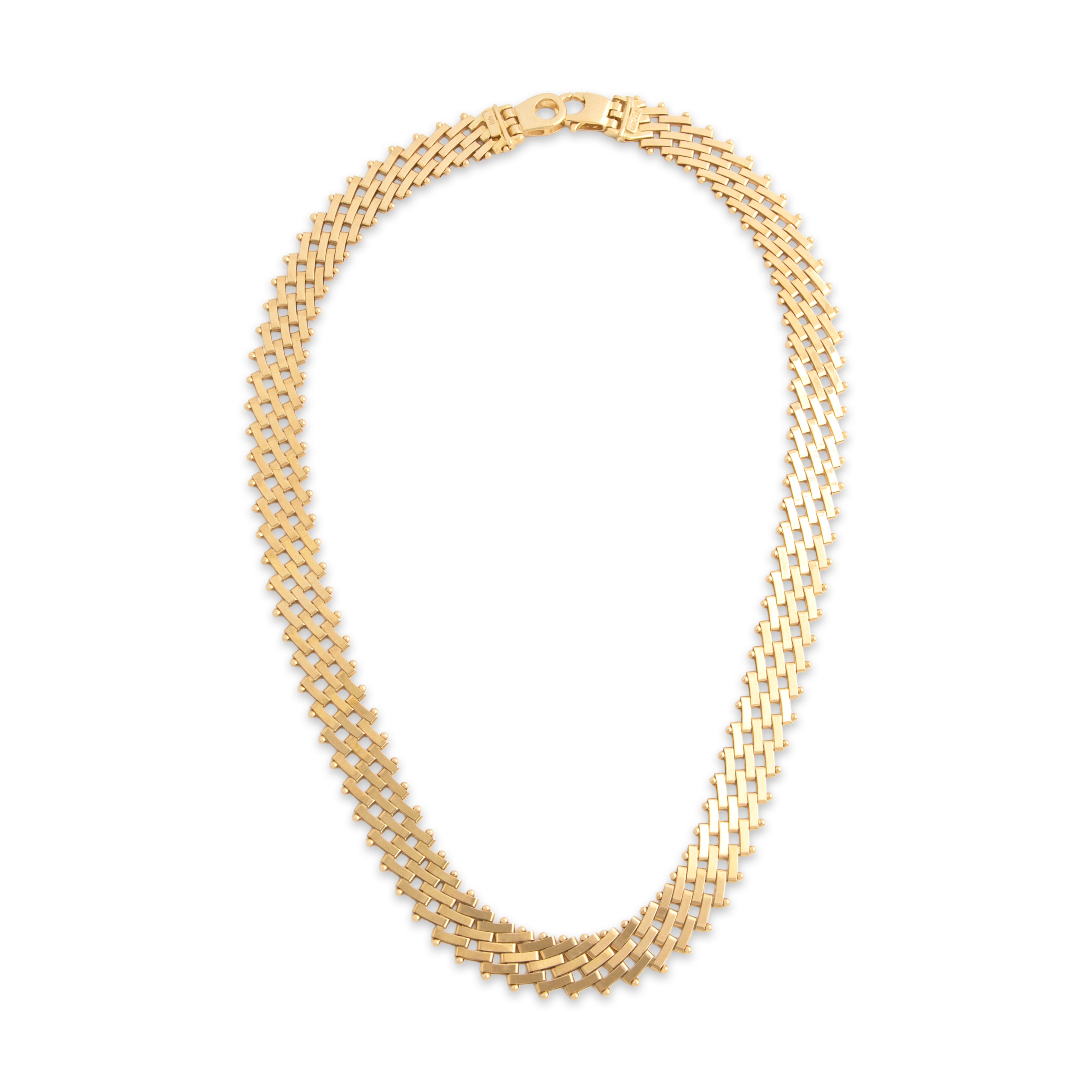 Vintage Italian 14k Yellow Gold Superb Lattice-Link Collar Necklace - Overall view