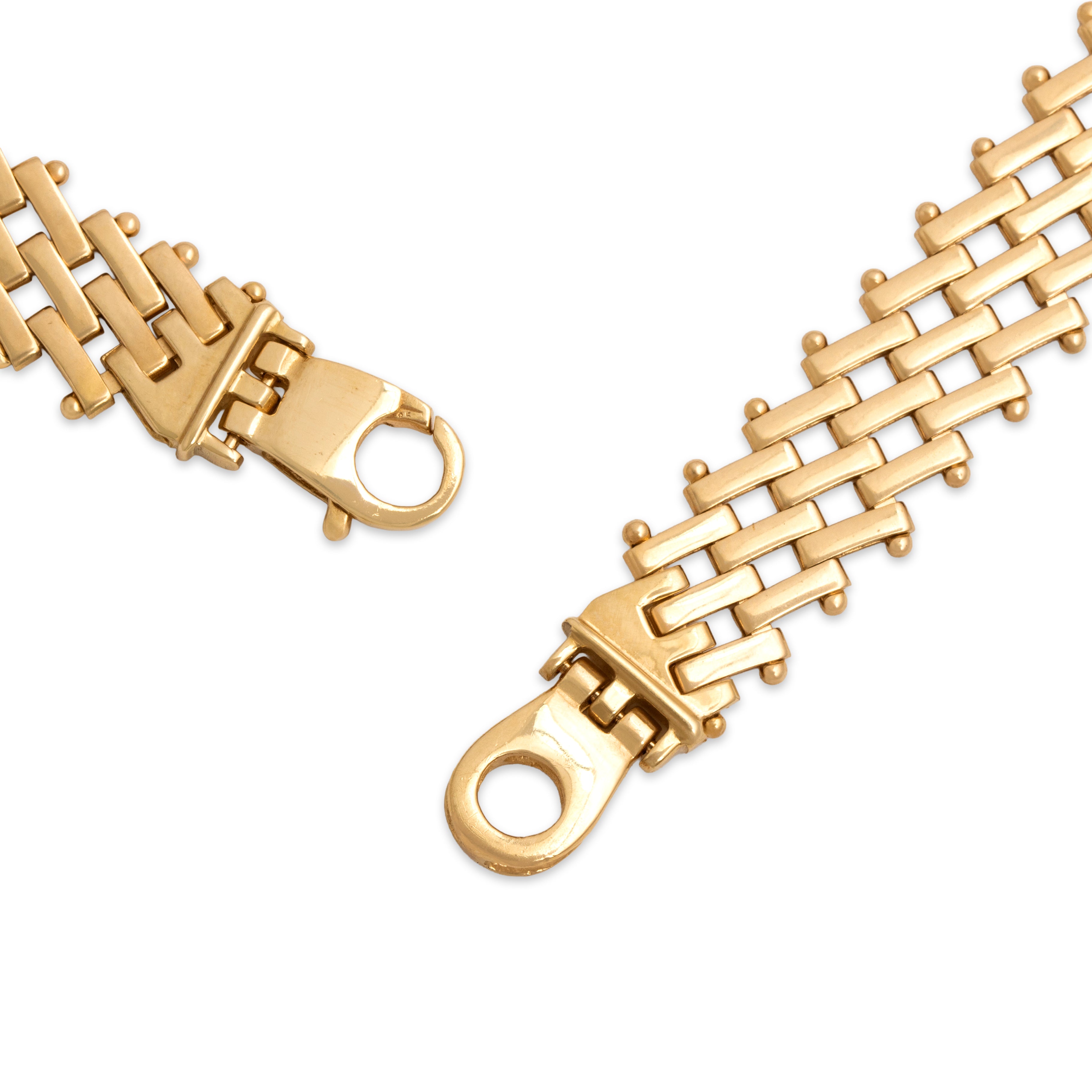 Vintage Italian 14k Yellow Gold Superb Lattice-Link Collar Necklace - clasp view