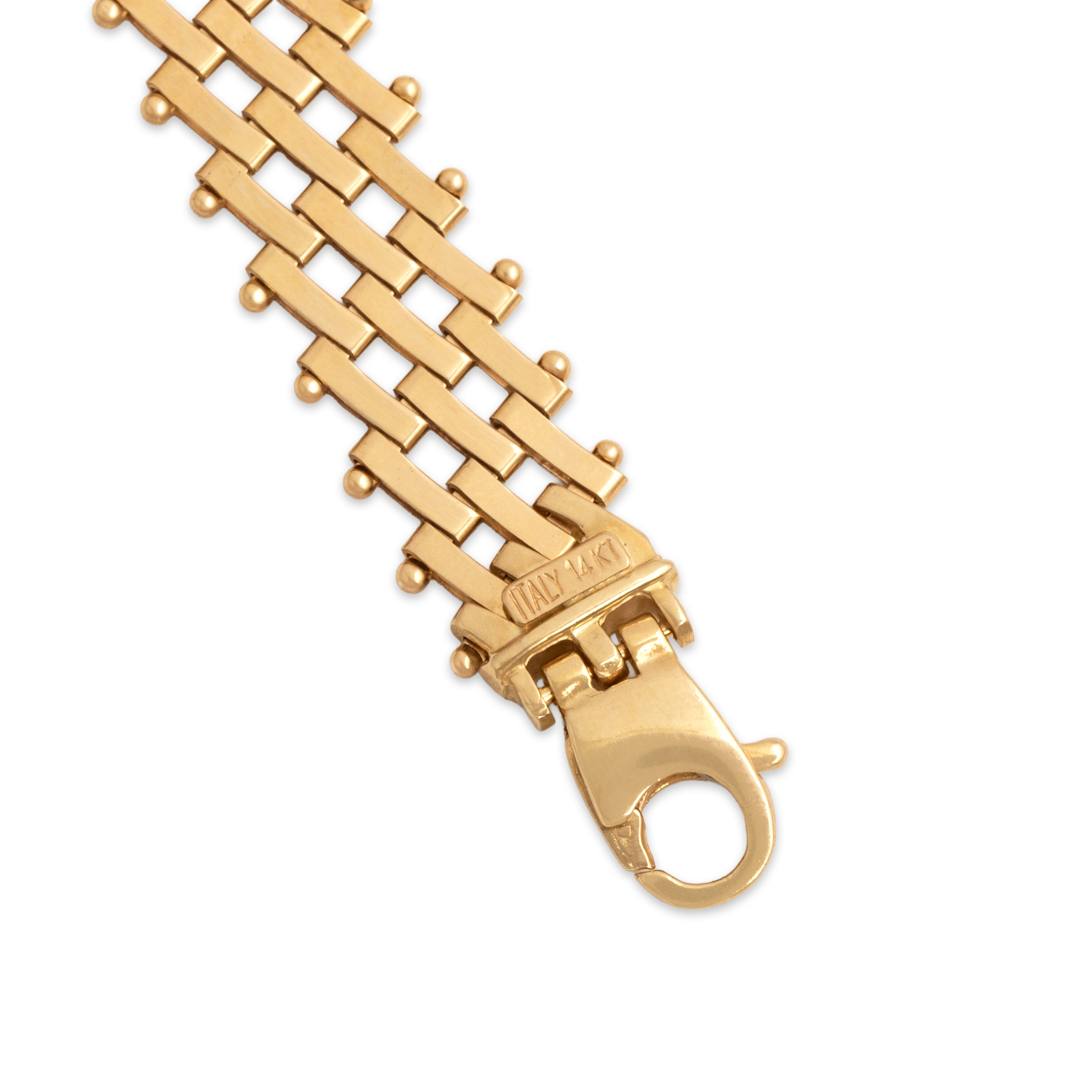 Vintage Italian 14k Yellow Gold Superb Lattice-Link Collar Necklace - Hallmark view