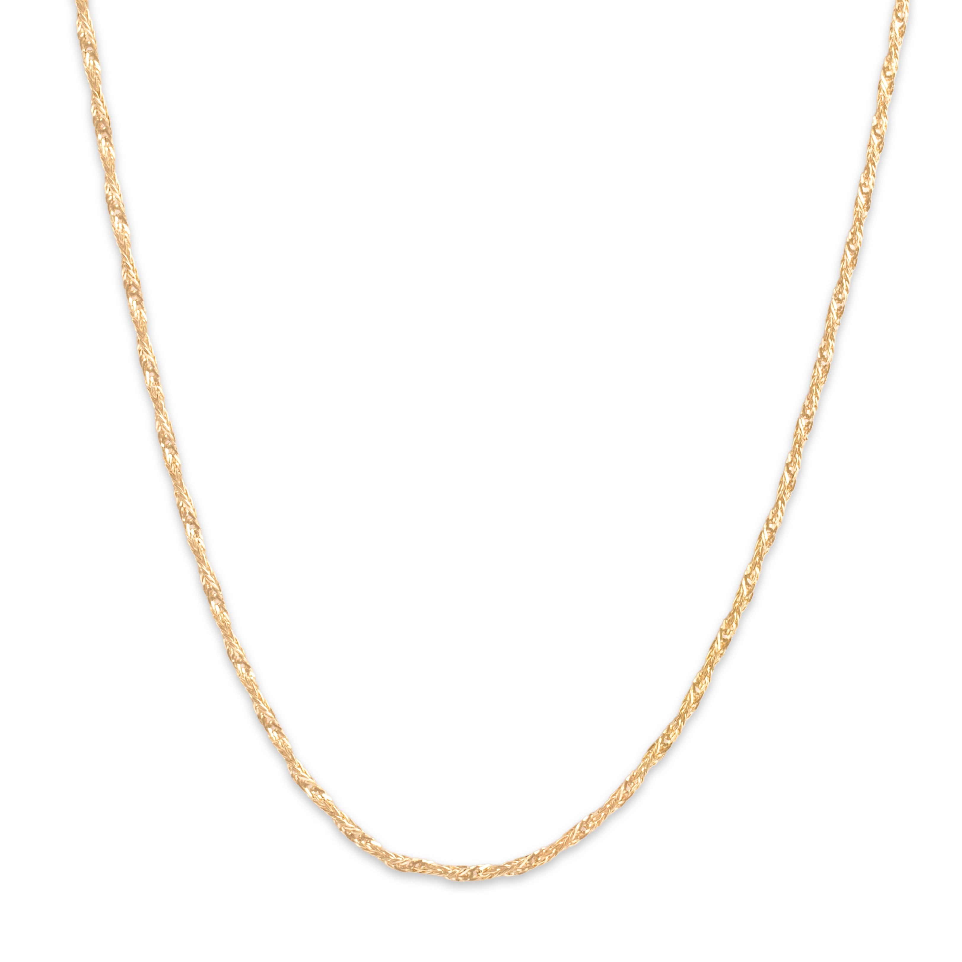 Vintage Italian 14k Yellow Gold 1.3mm Glittering Twisting Spiral Chain - Close-up view