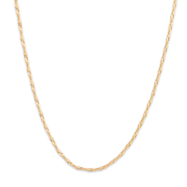 Vintage Italian 14k Yellow Gold 1.3mm Glittering Twisting Spiral Chain 21.75