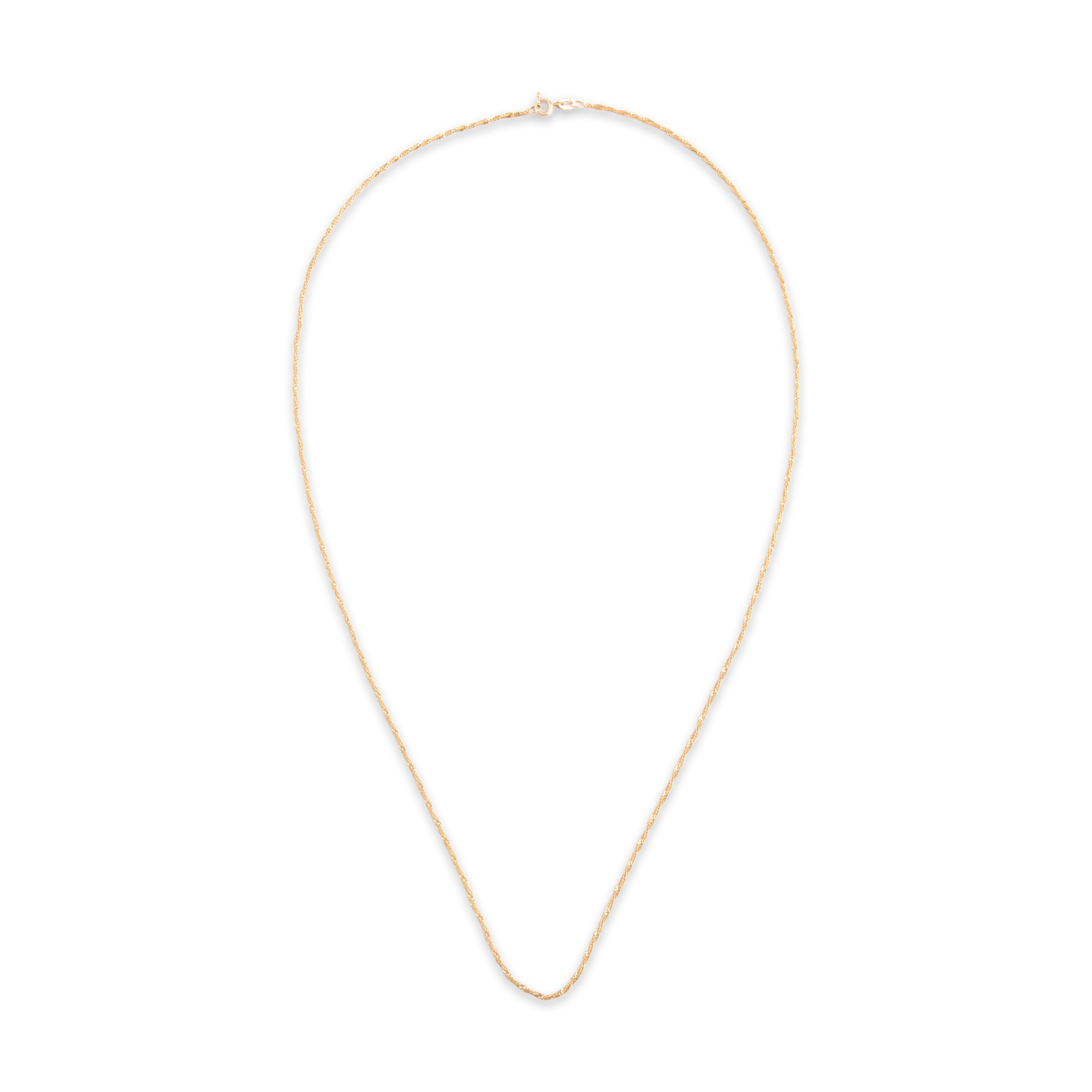 Vintage Italian 14k Yellow Gold 1.3mm Glittering Twisting Spiral Chain - Overall view
