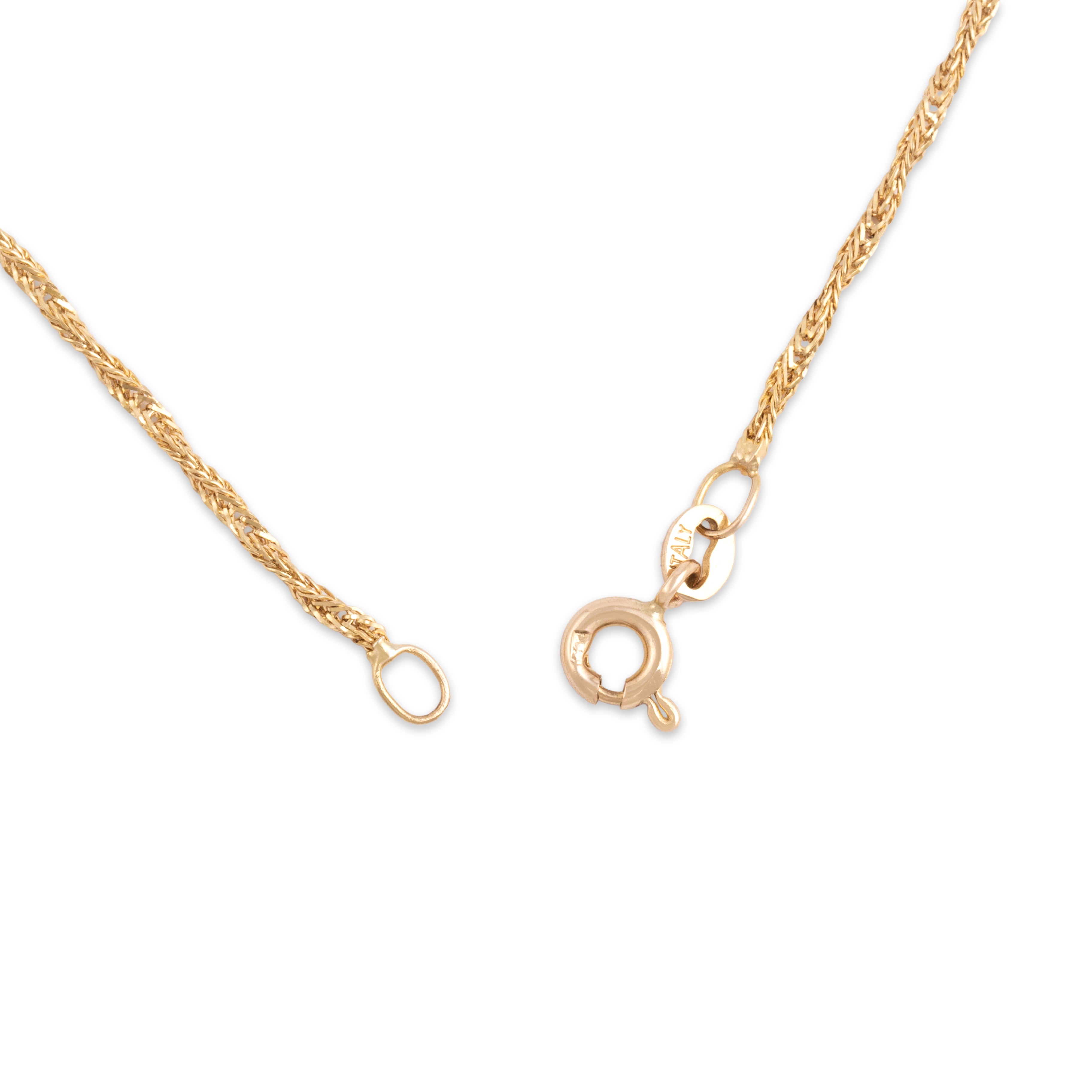 Vintage Italian 14k Yellow Gold 1.3mm Glittering Twisting Spiral Chain - clasp view