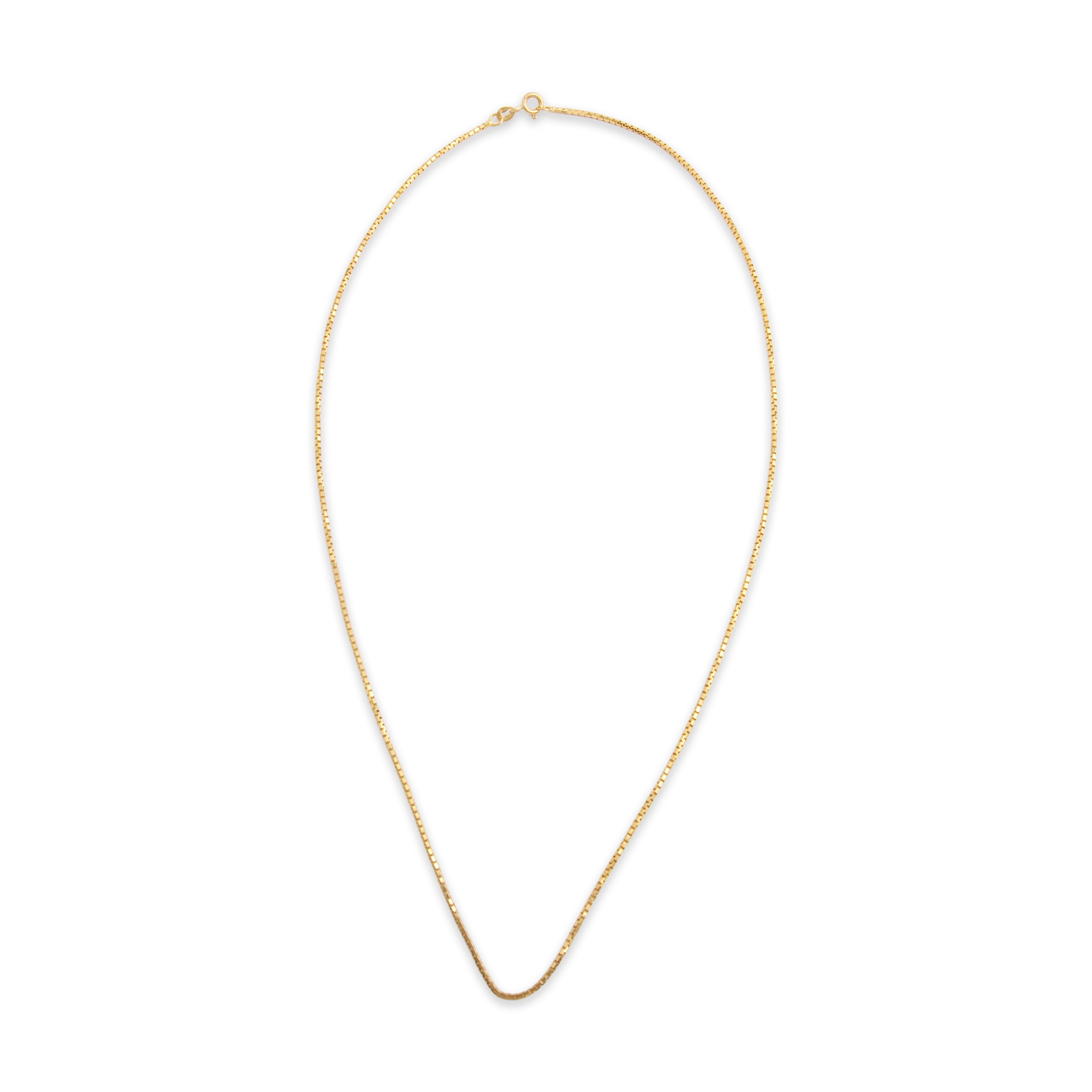 Vintage Italian 14k Yellow Gold 1.2mm Sleek Box Chain - Overall view