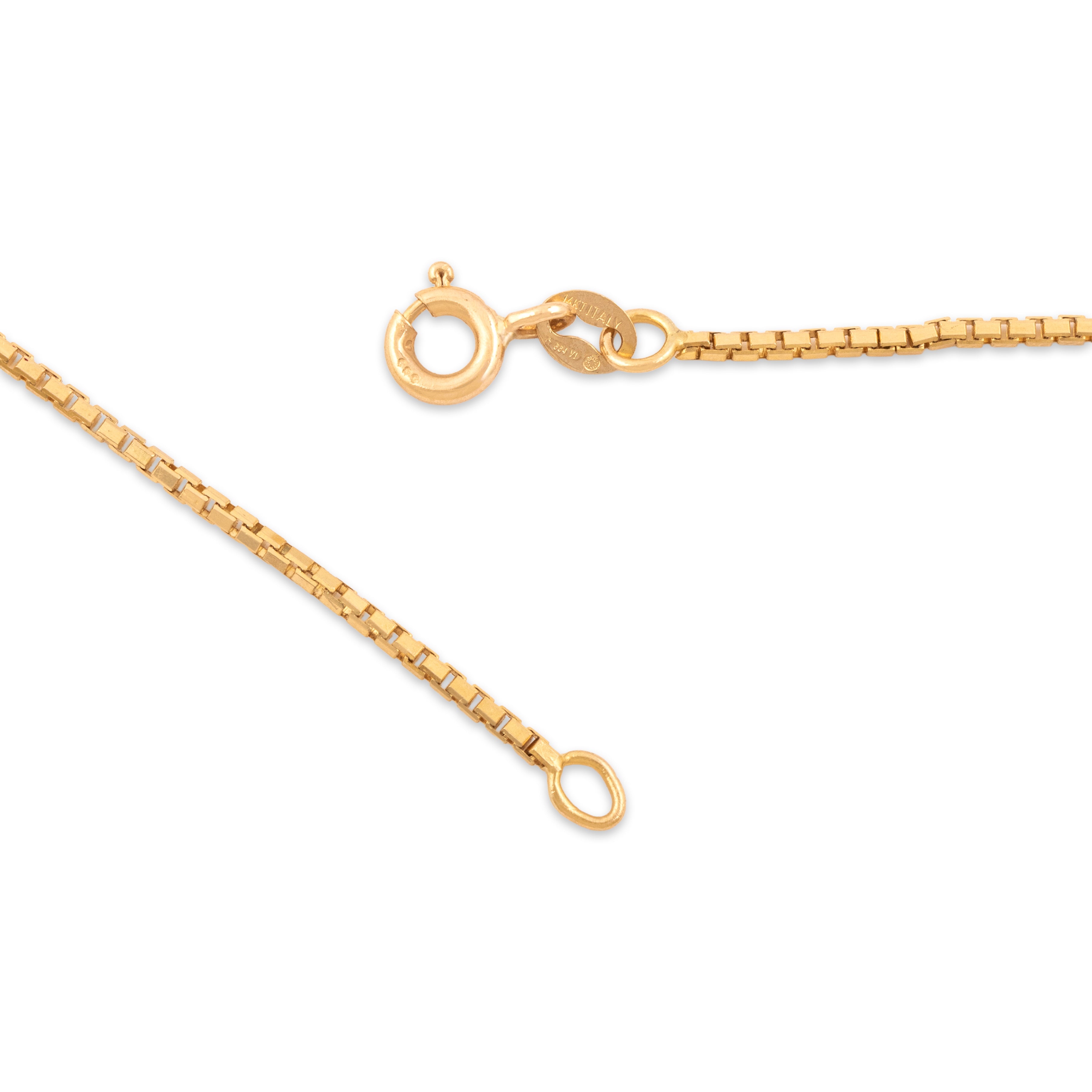 Vintage Italian 14k Yellow Gold 1.2mm Sleek Box Chain - clasp view