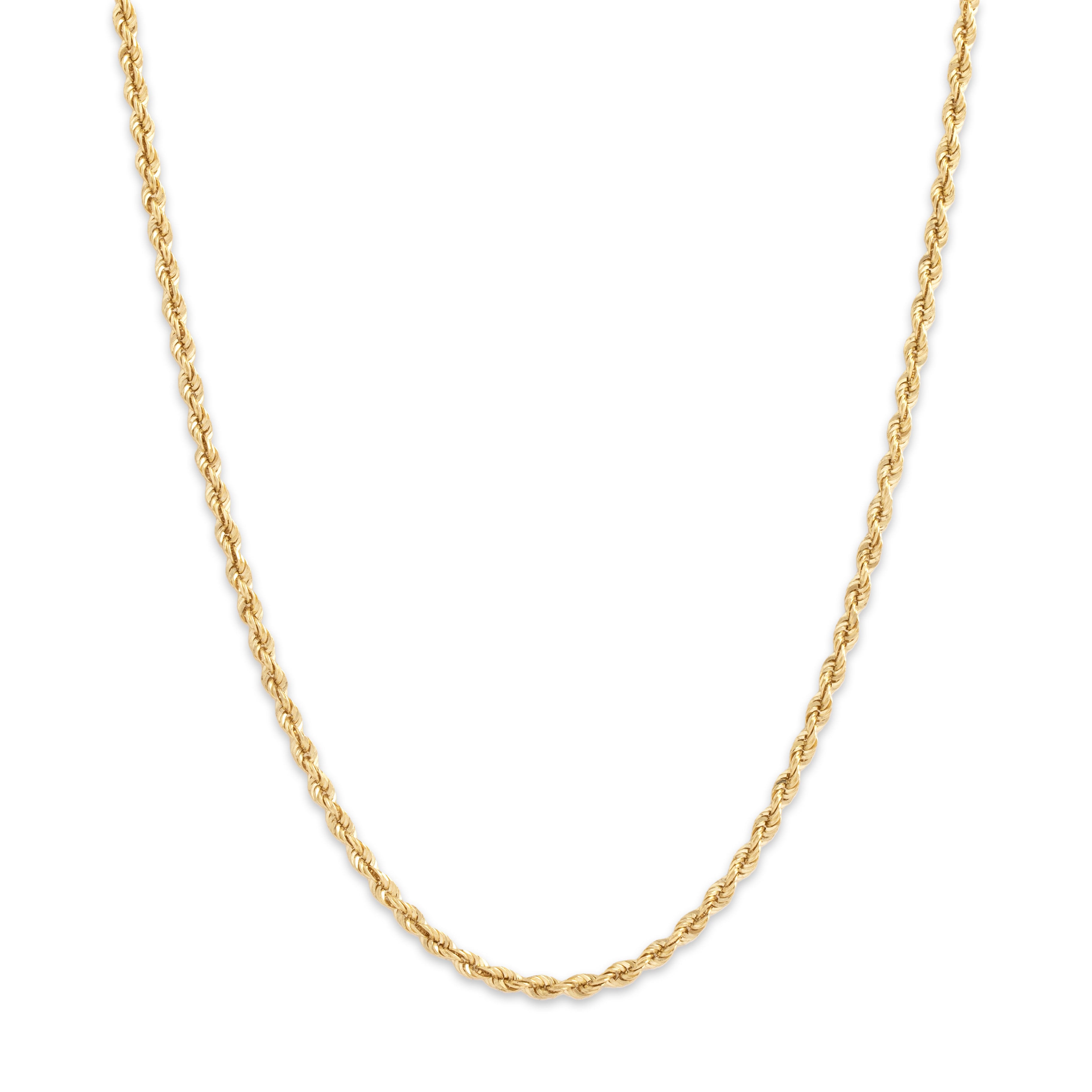 Vintage 14k Yellow Gold 2.2mm Sleek Glittering Rope Chain 24