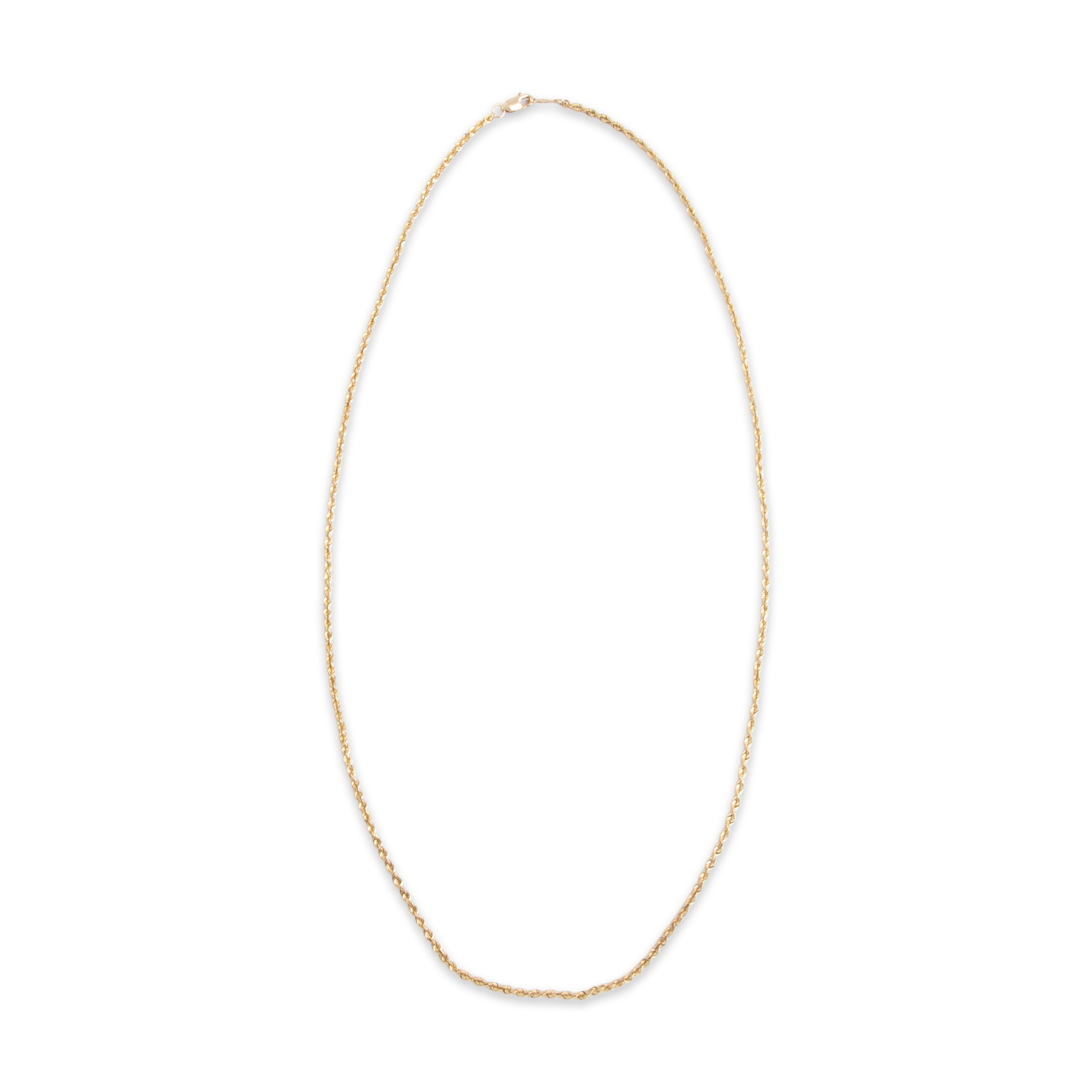Vintage 14k Yellow Gold 2.2mm Sleek Glittering Rope Chain 24
