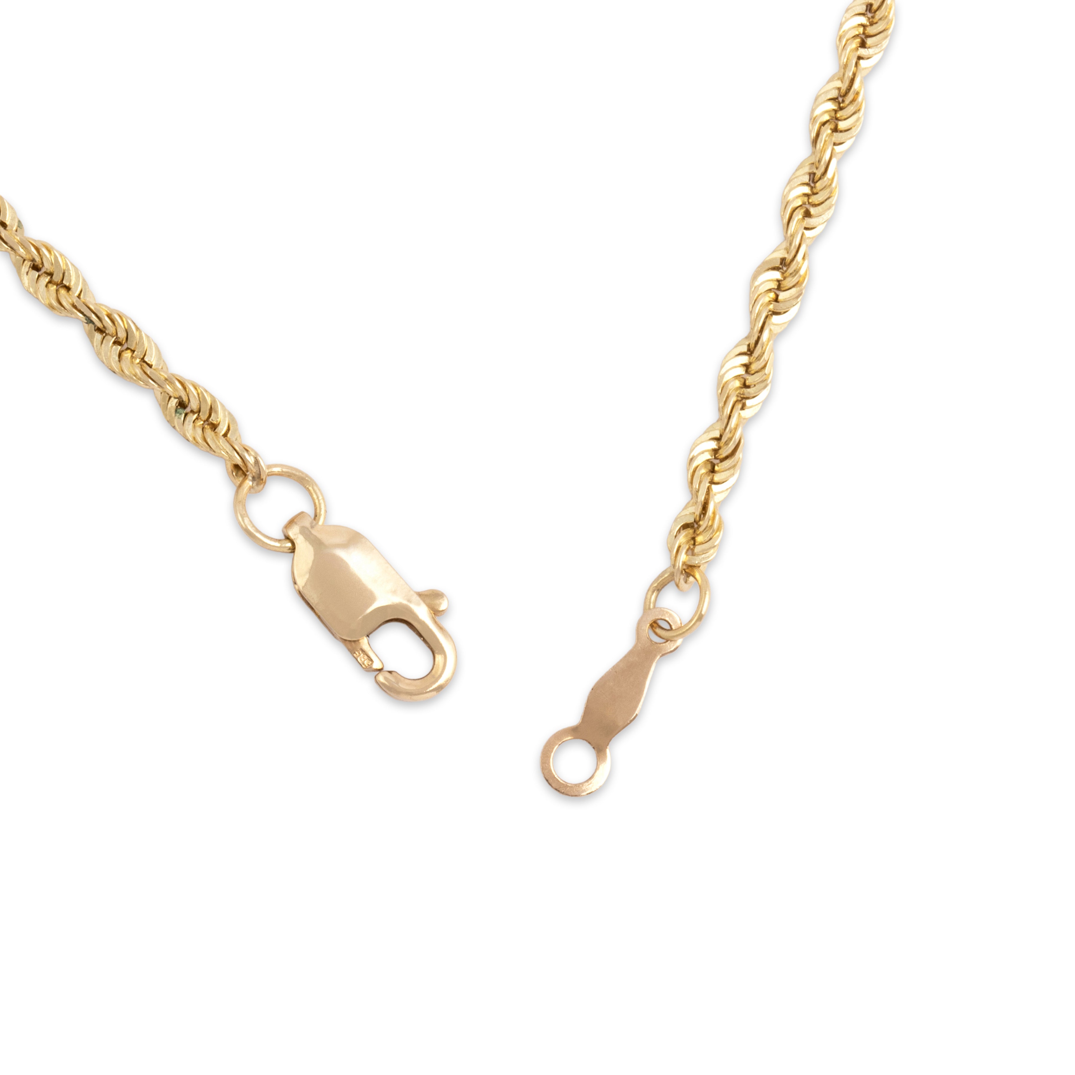 Vintage 14k Yellow Gold 2.2mm Sleek Glittering Rope Chain 24