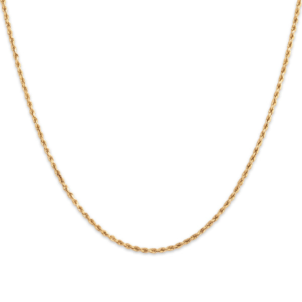 Vintage 14k Yellow Gold 1.5mm Classic Glittering Rope Chain 18.5