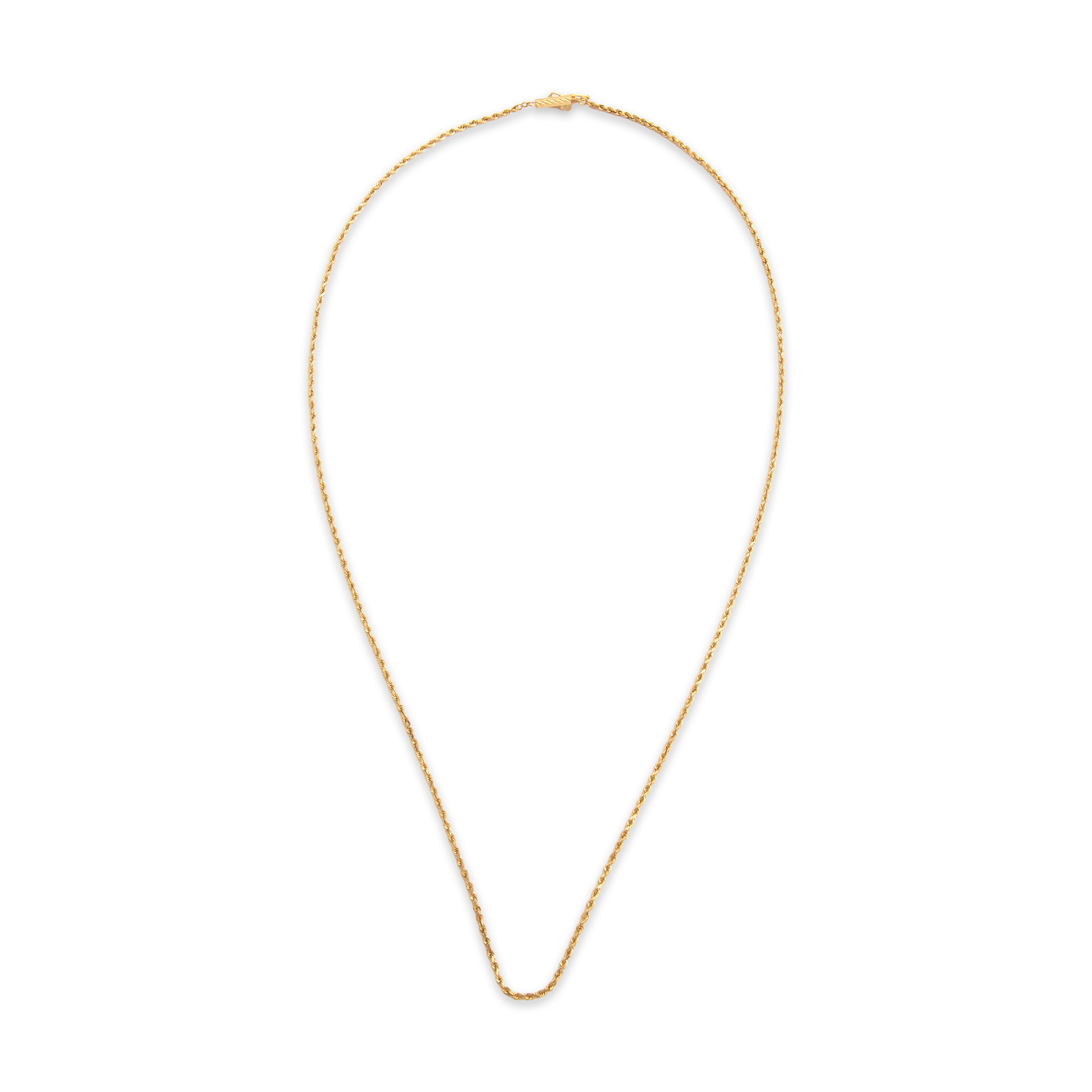 Vintage 14k Yellow Gold 1.5mm Classic Glittering Rope Chain - Overall view