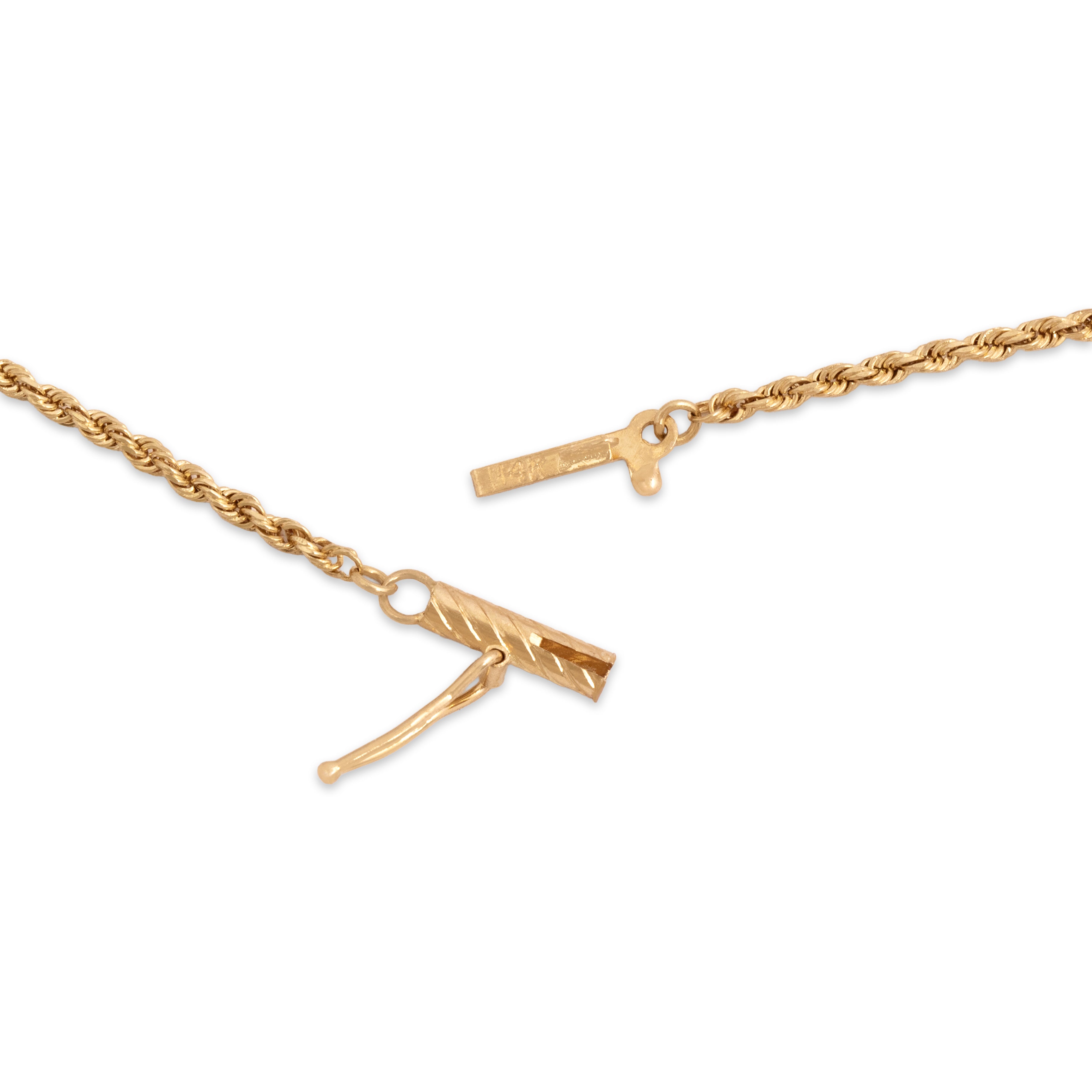 Vintage 14k Yellow Gold 1.5mm Classic Glittering Rope Chain - clasp view