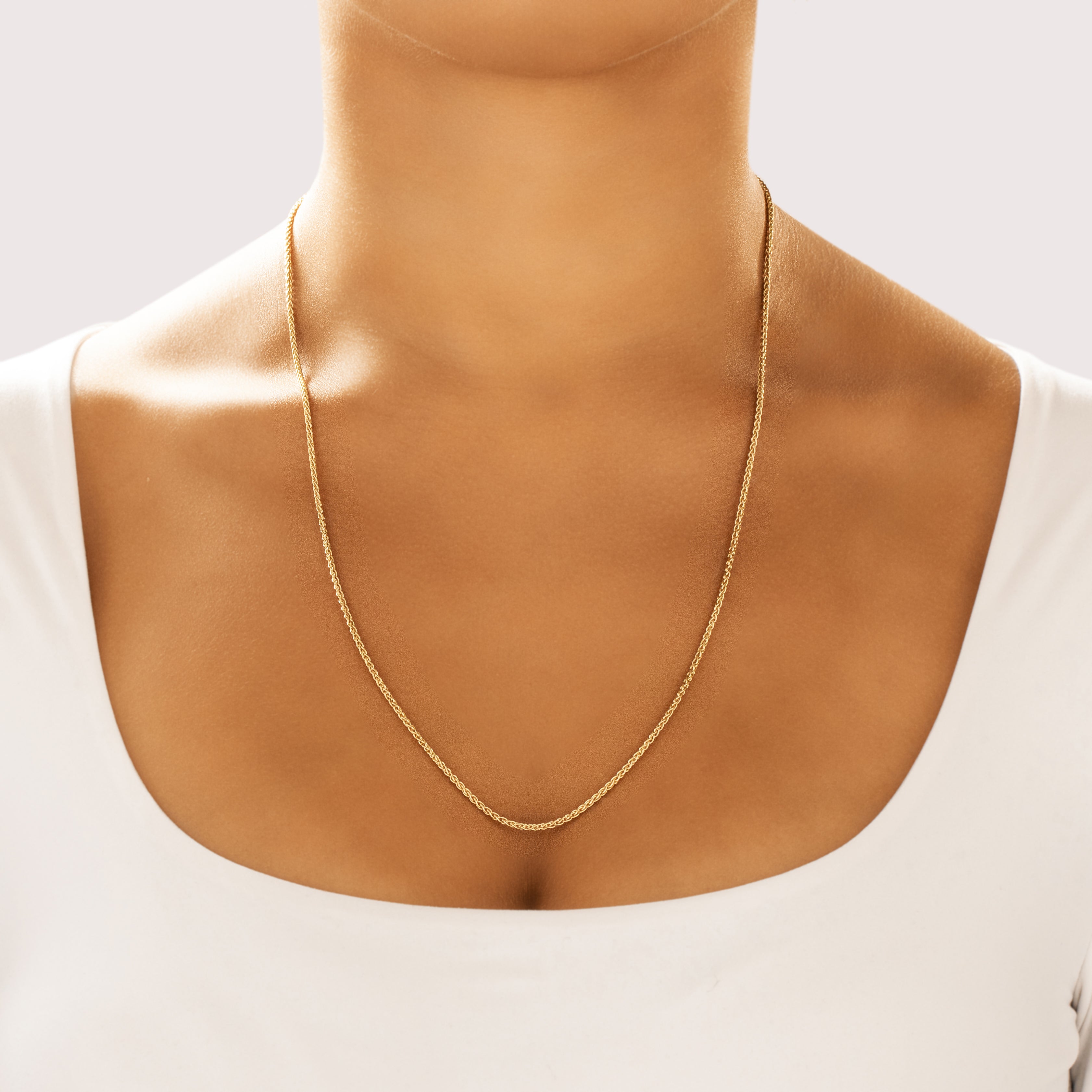 Vintage Italian 14k Yellow Gold Classic Stackable 1.75mm Wheat Chain 24