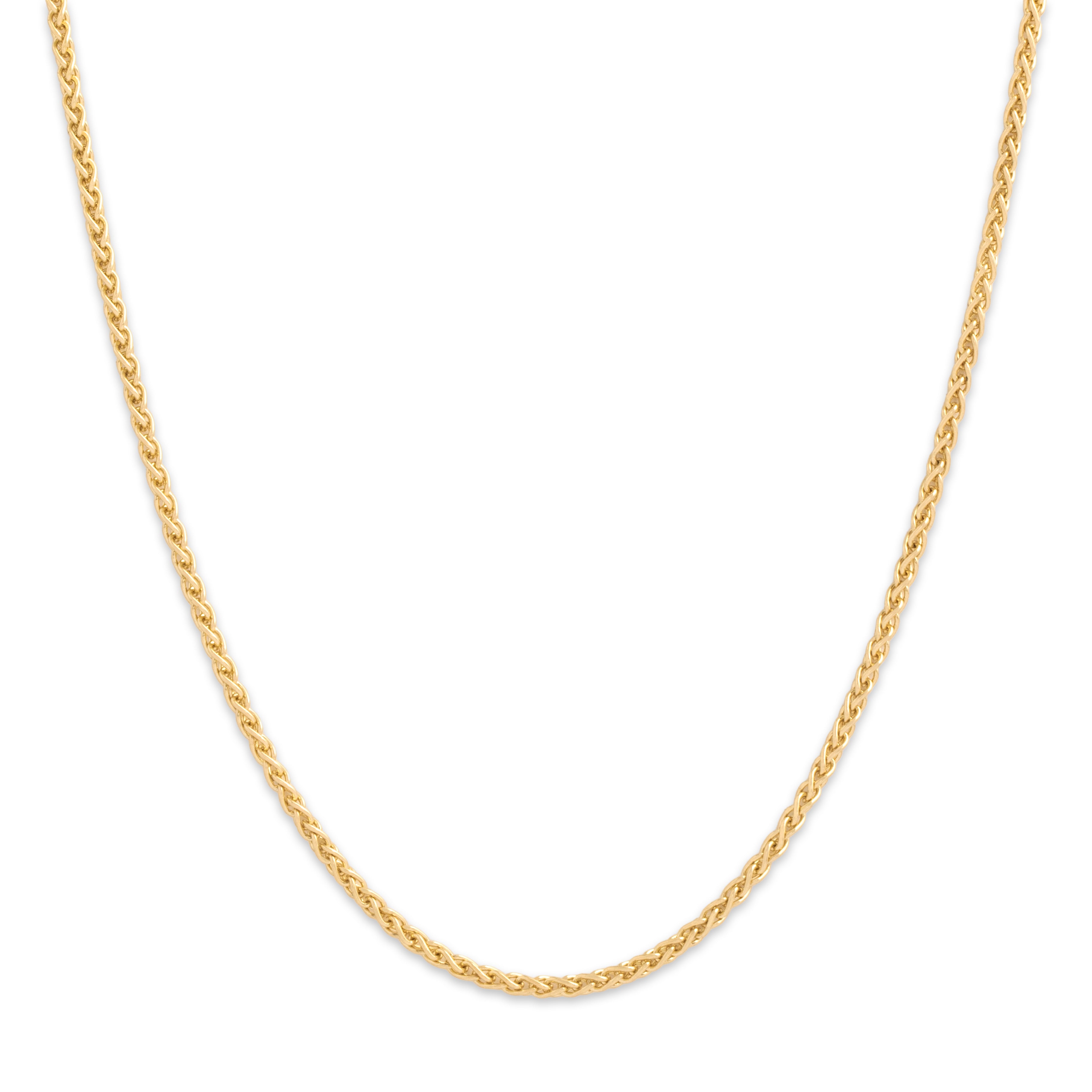 Vintage Italian 14k Yellow Gold 1.75mm Classic Stackable Spiga Chain - Close-up view