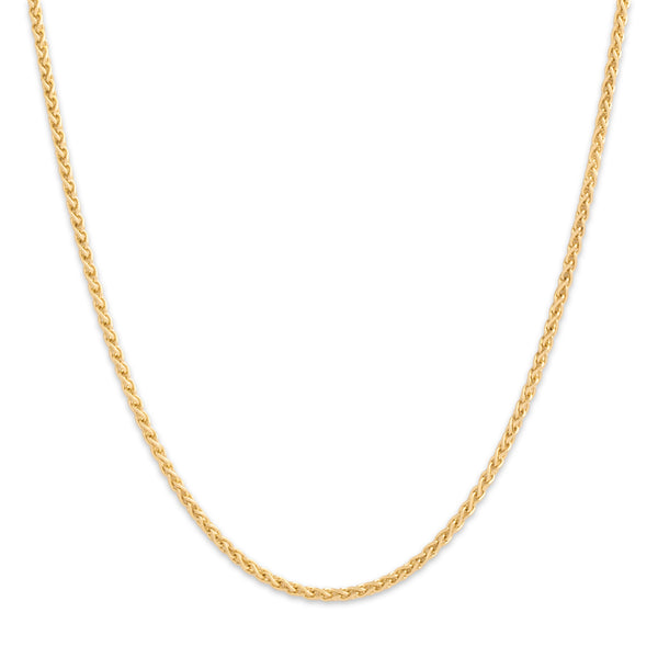 Vintage Italian 14k Yellow Gold 1.75mm Classic Stackable Spiga Chain - Close-up view