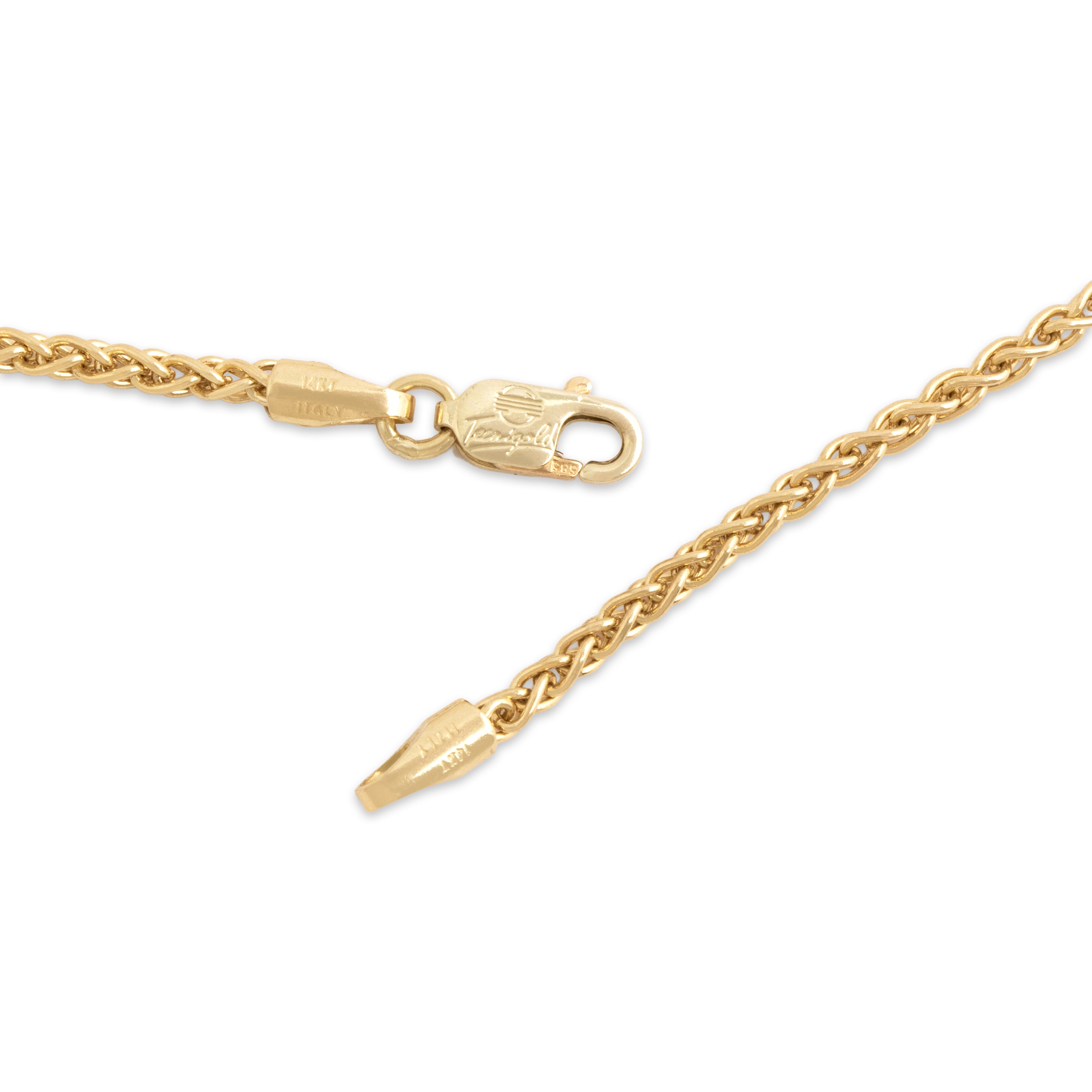 Vintage Italian 14k Yellow Gold 1.75mm Classic Stackable Spiga Chain - clasp view