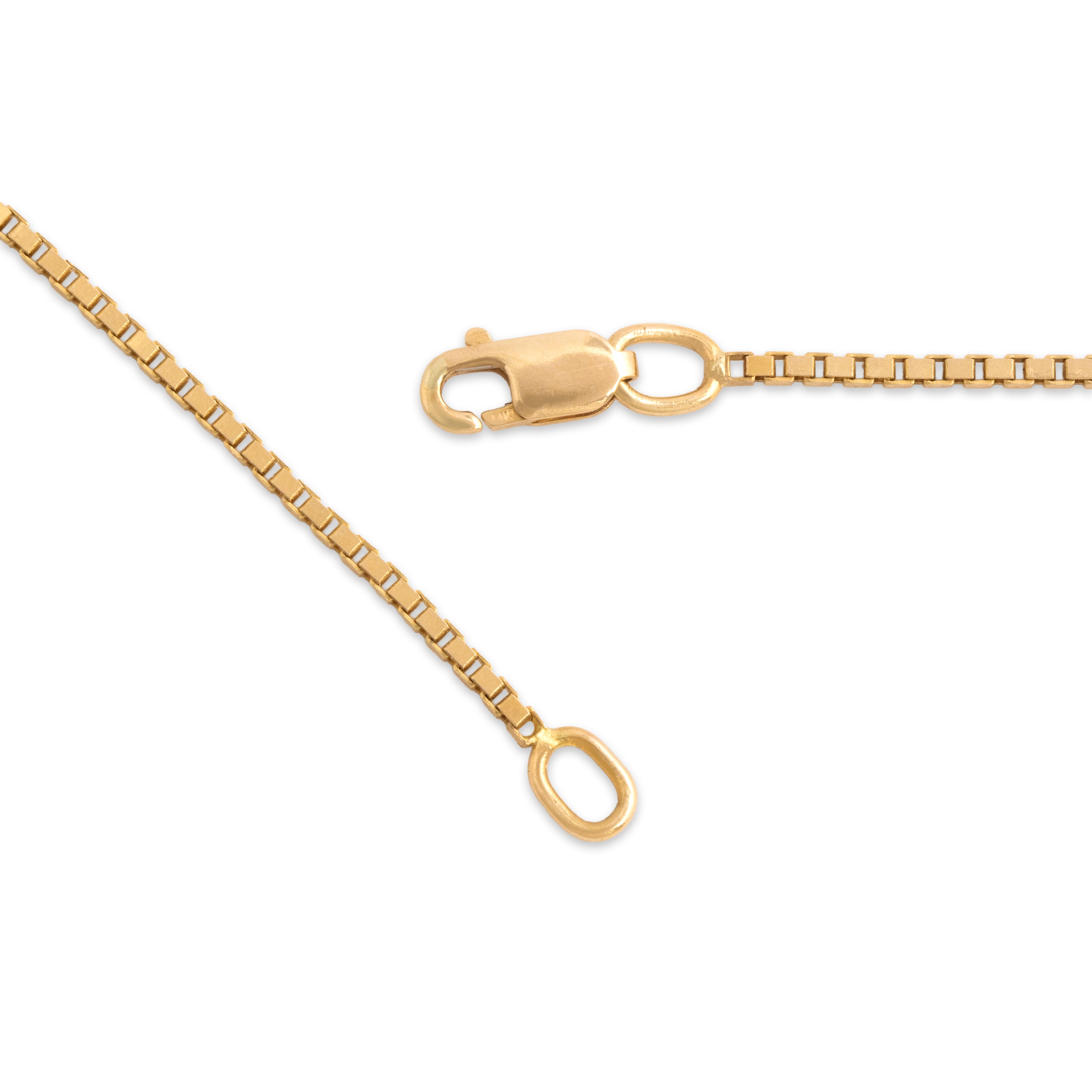 Vintage 14k Yellow Gold 1.2mm Classic Box Chain - clasp view