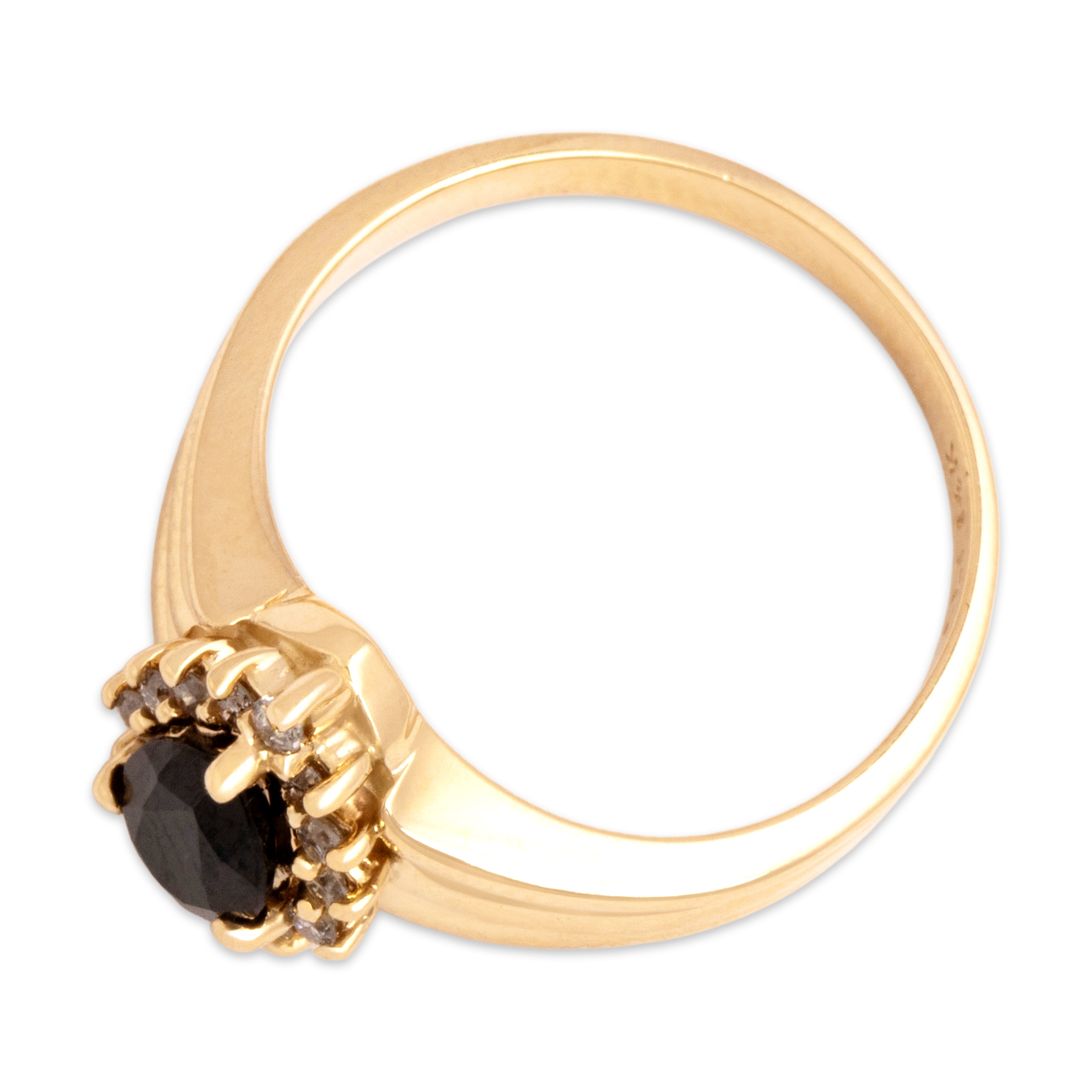 Vintage 14k Yellow Gold .51ct Green Tourmaline Diamond Chic Banded Pear Halo Ring - Overall view