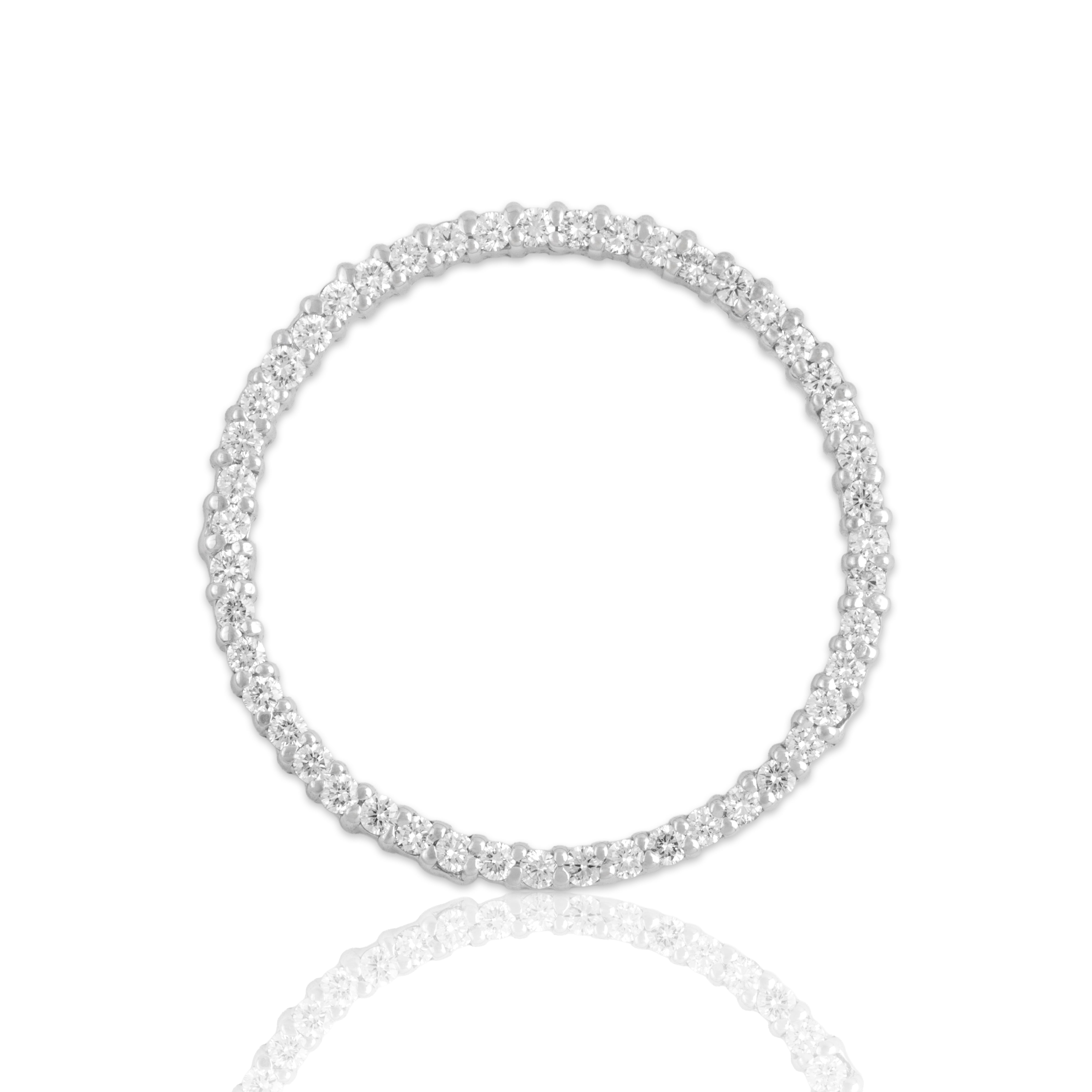Vintage 18k White Gold .89cttw Diamond Sparkling Open Circle Slide Pendant
