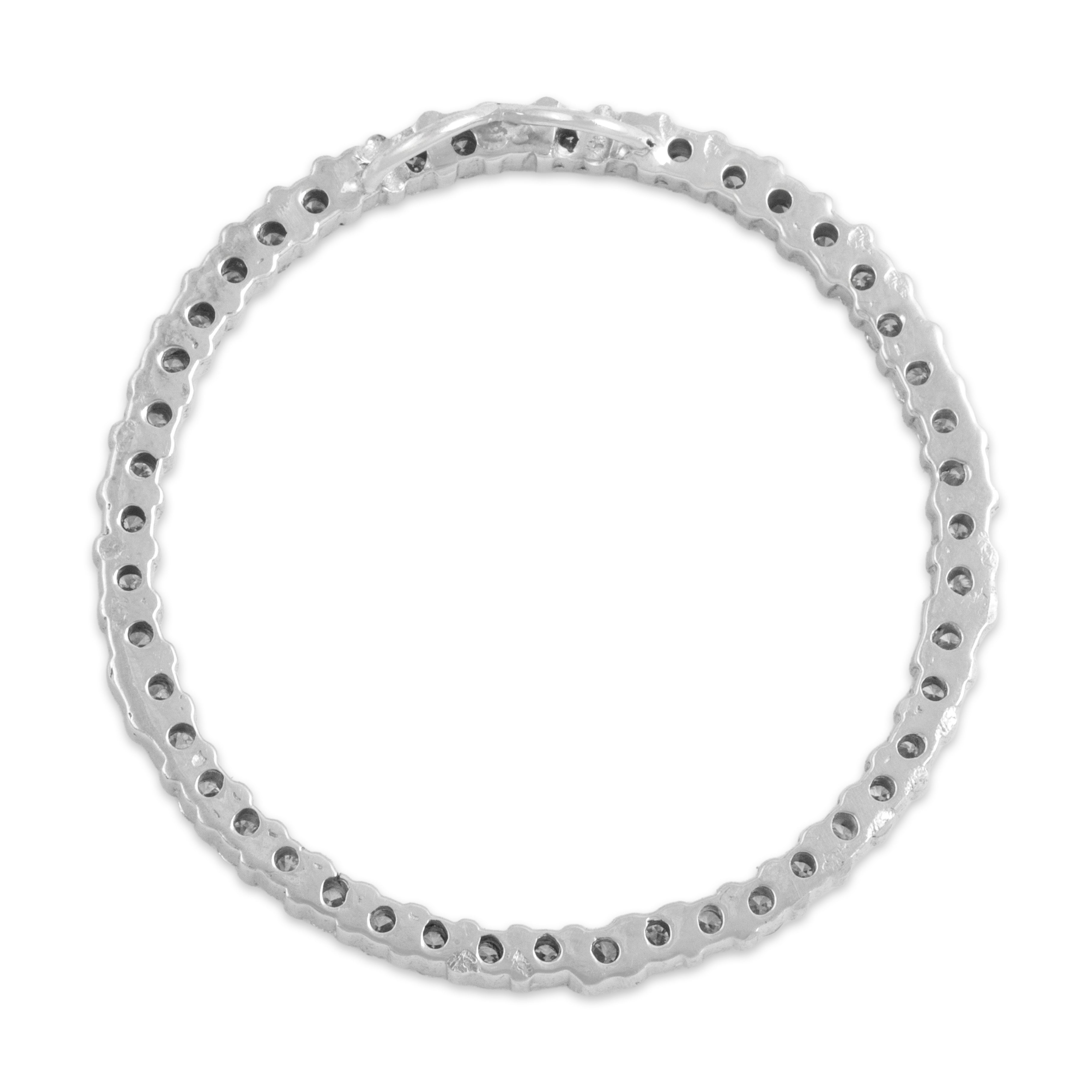 Vintage 18k White Gold .89cttw Diamond Sparkling Open Circle Slide Pendant - Back view