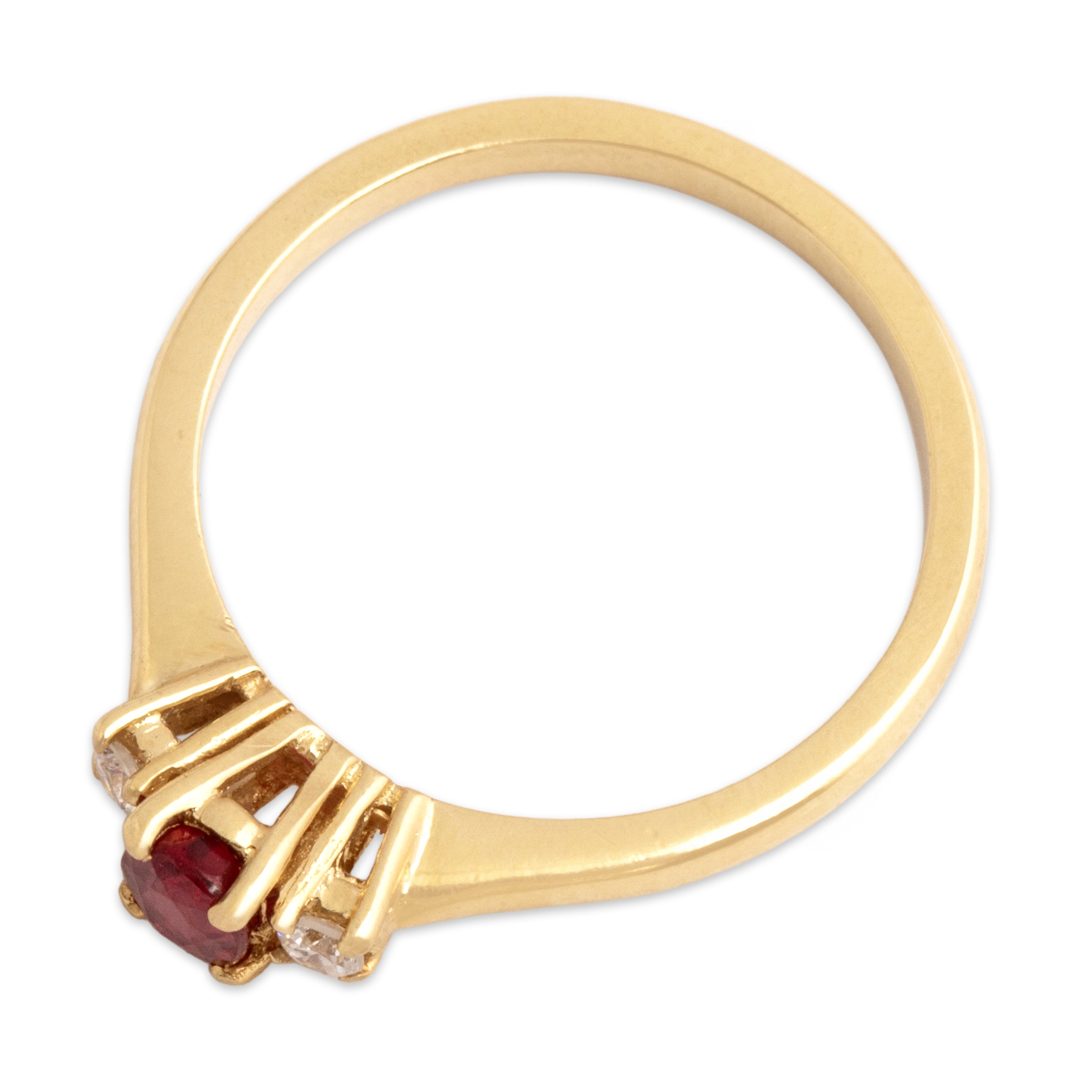 Vintage 18k Yellow Gold Ruby Diamond Classic Sparkling Trio Ring -  Overall view