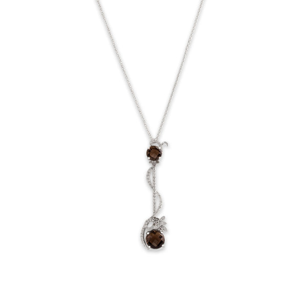 Estate Italian 18k White Gold 4.18cttw Smoky Quartz Diamond Necklace 15.75-17.75