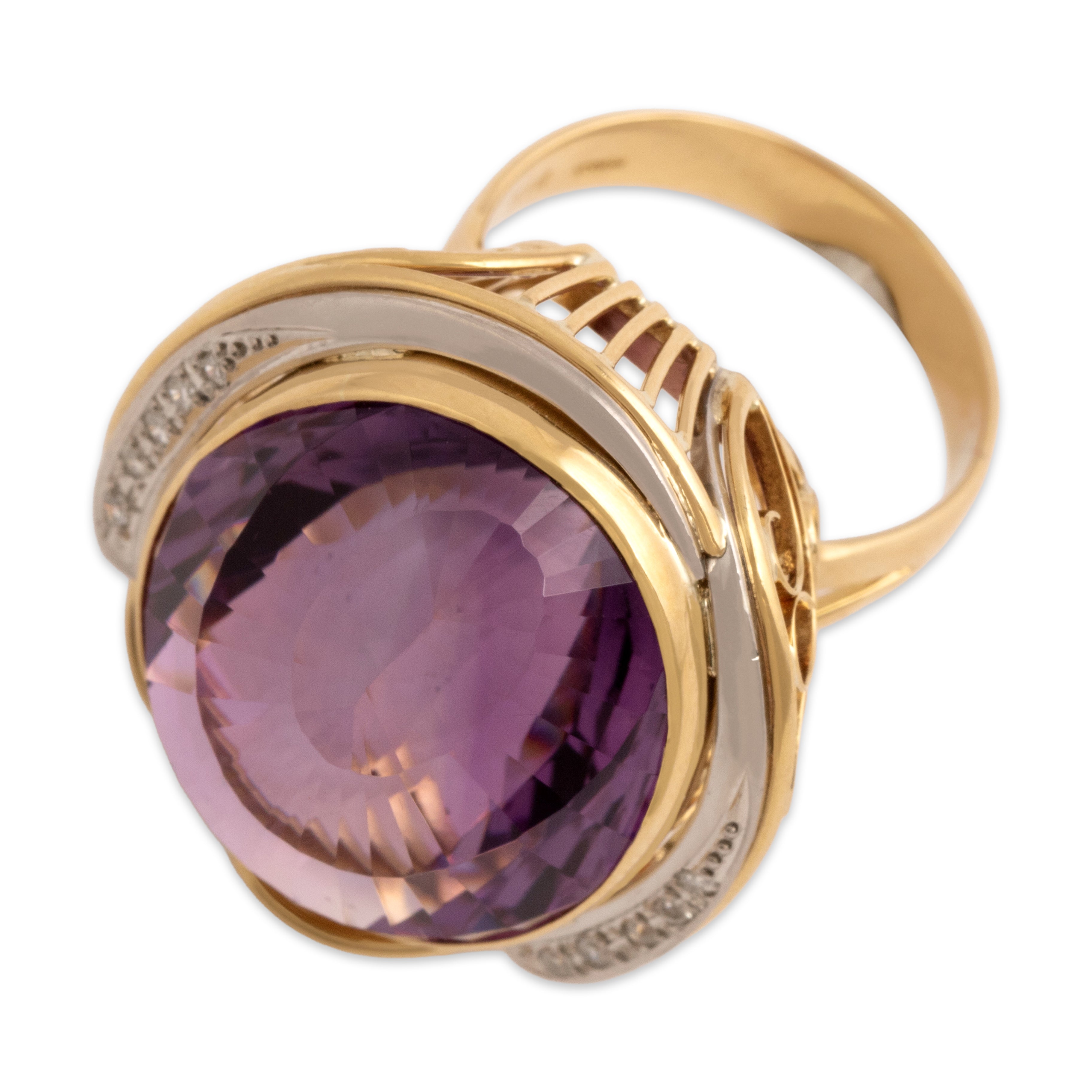 Vintage 18k Yellow Gold & Platinum [Custom Carat] Oversized Glittering Disco Ball Cocktail Ring - Overall view