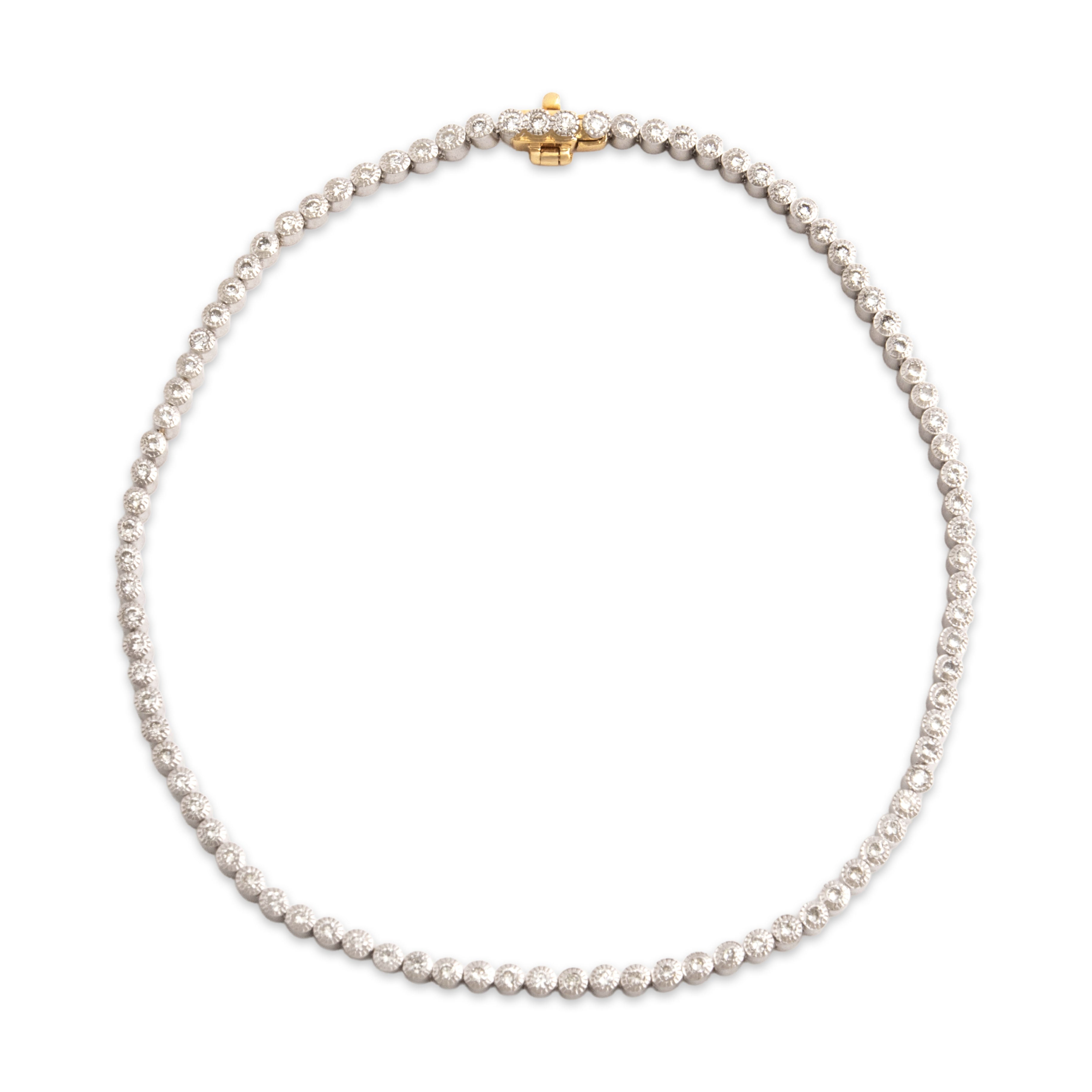 Vintage Platinum & 18k Yellow Gold 1cttw Diamond Dainty Round Tennis Bracelet 7
