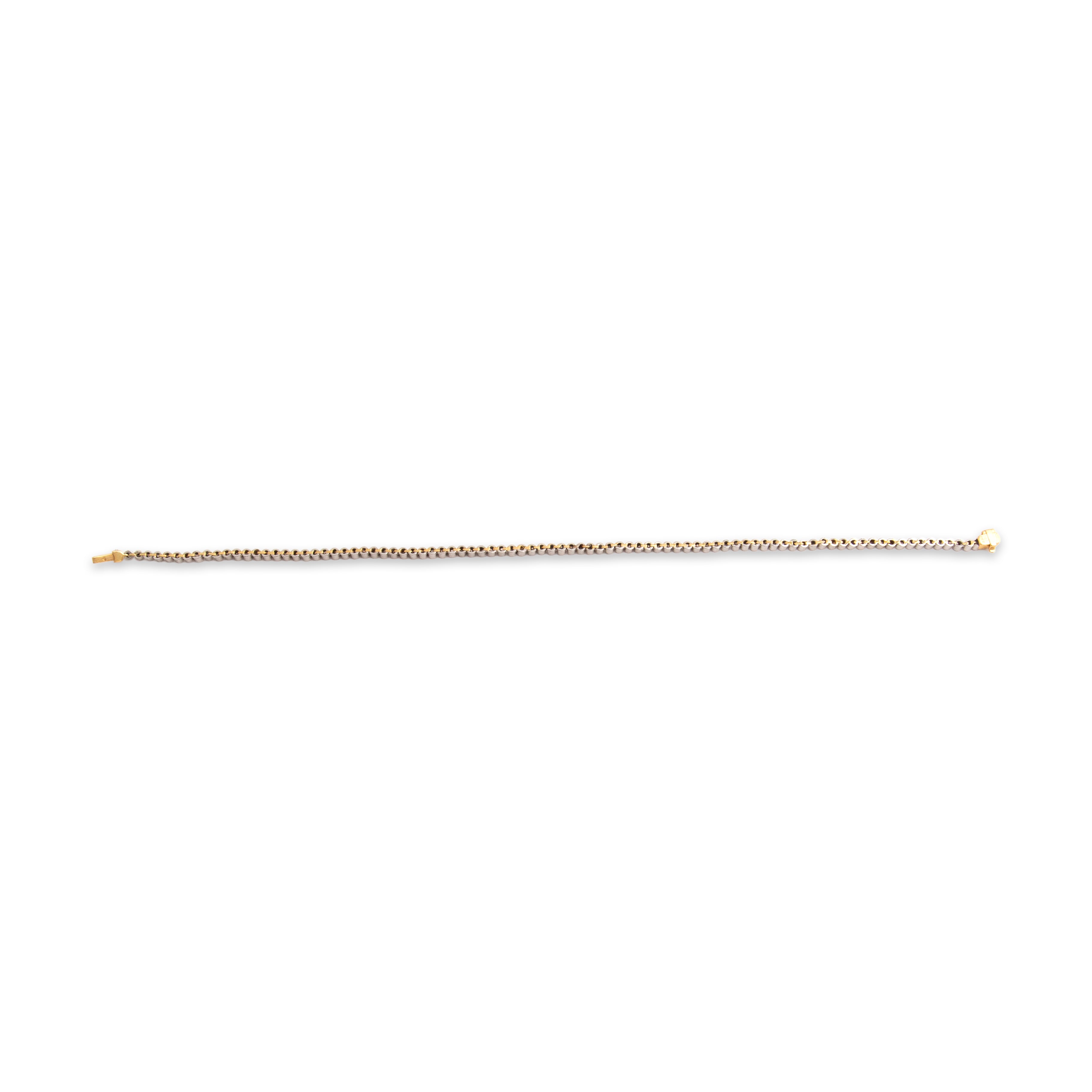 Vintage Platinum & 18k Yellow Gold [Custom Carat] Dainty Tennis Bracelet - Back view
