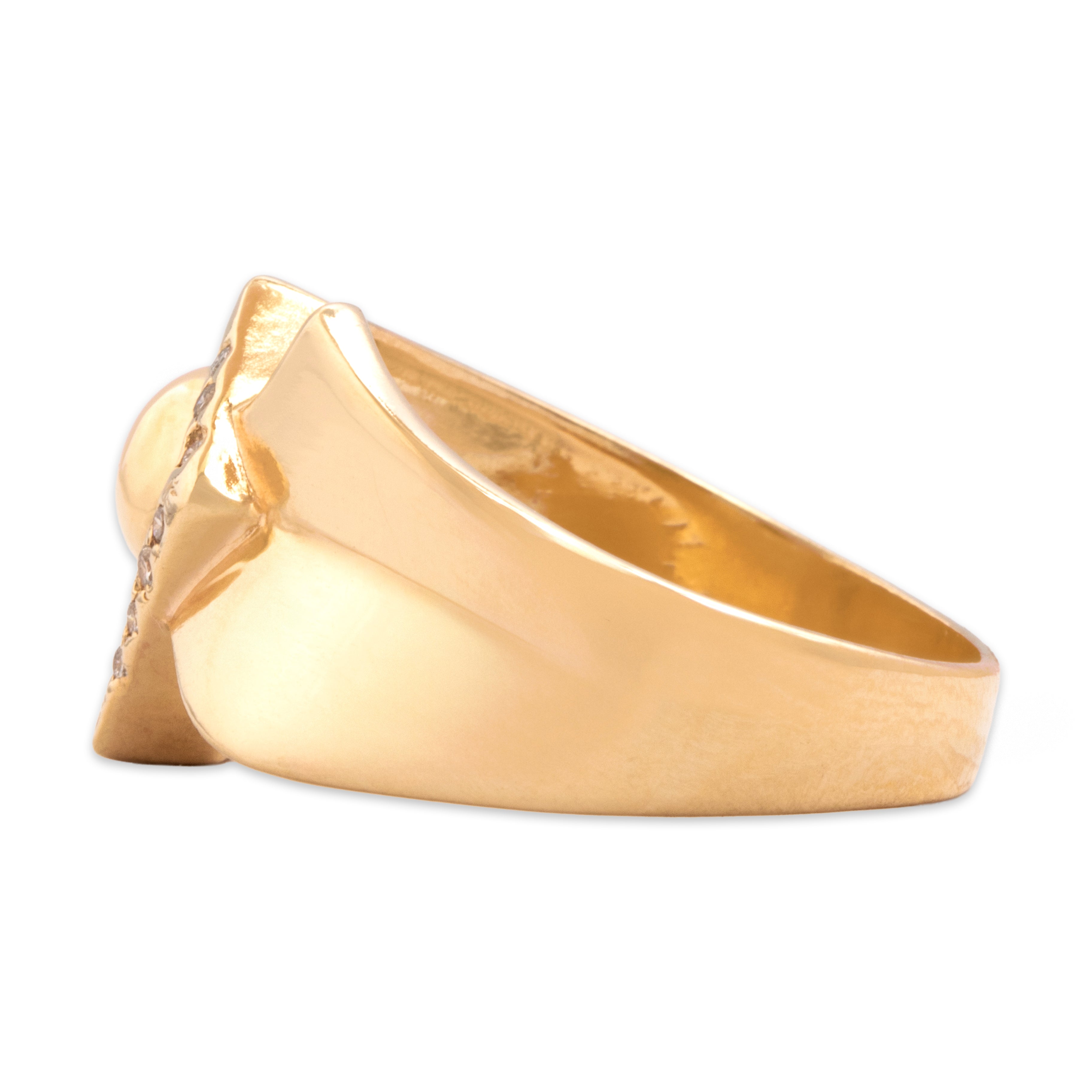 Vintage 14k Yellow Gold Diamond Dimensional Foldover Ring - Side view