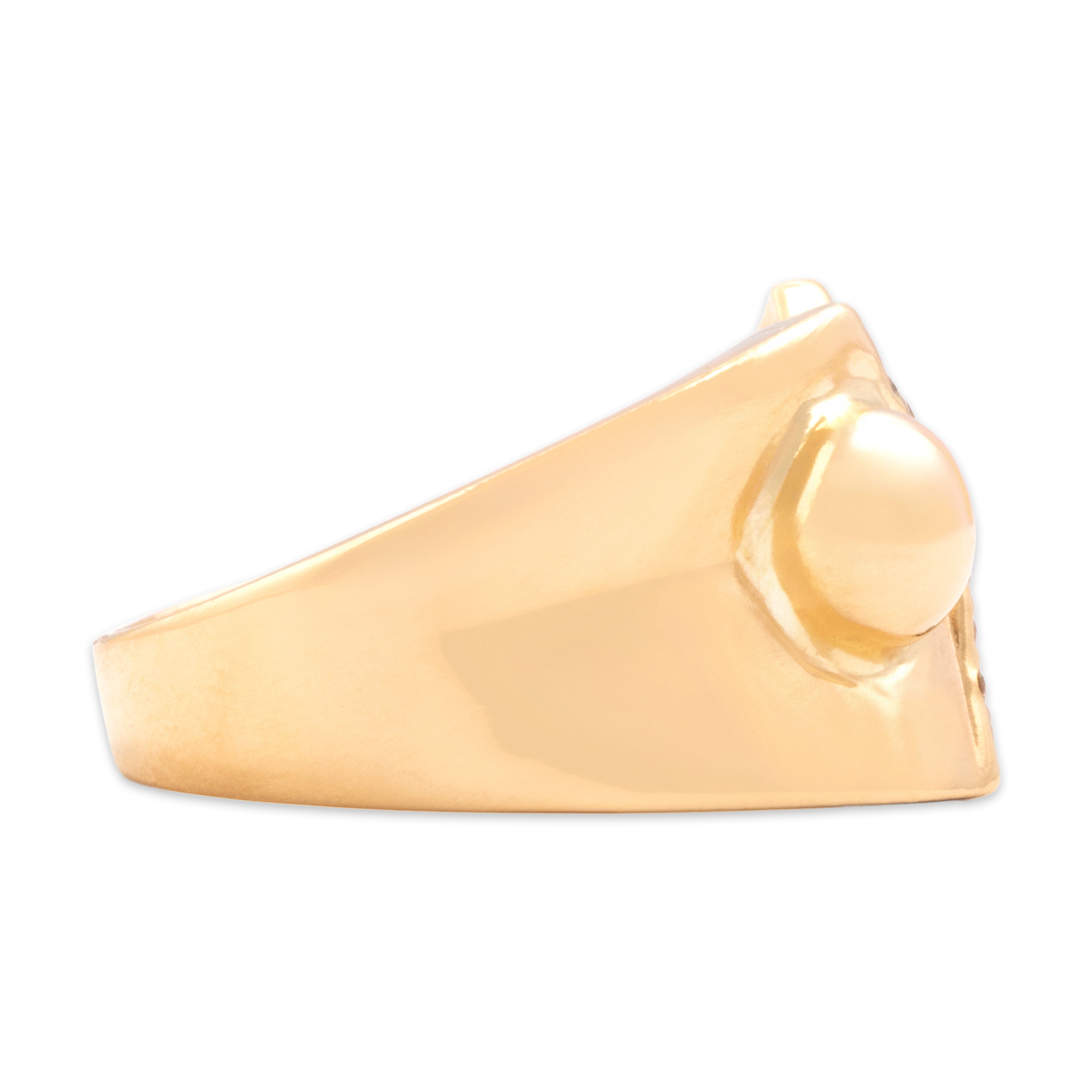 Vintage 14k Yellow Gold Diamond Dimensional Foldover Ring - Side view