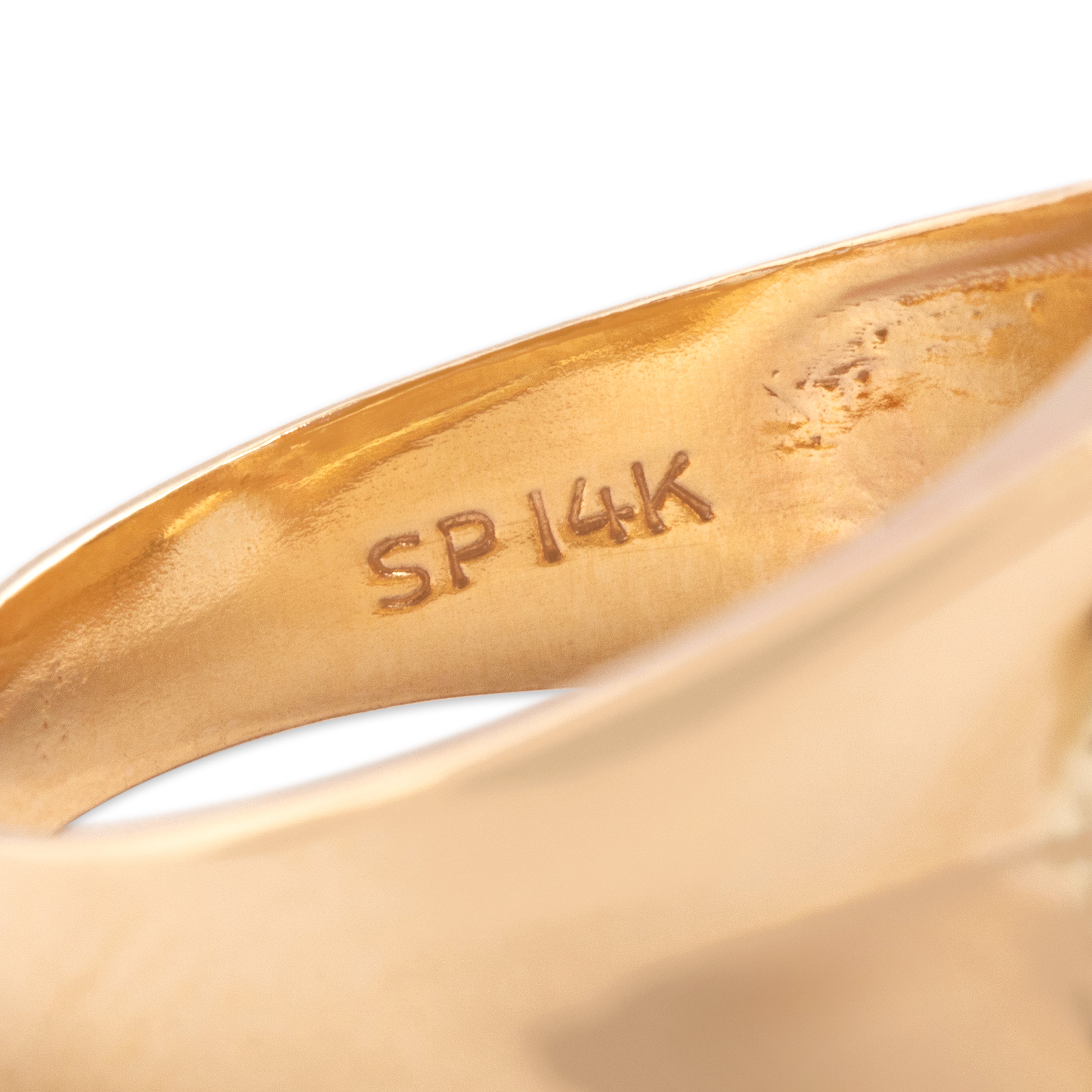 Vintage 14k Yellow Gold Diamond Dimensional Foldover Ring - Hallmark view