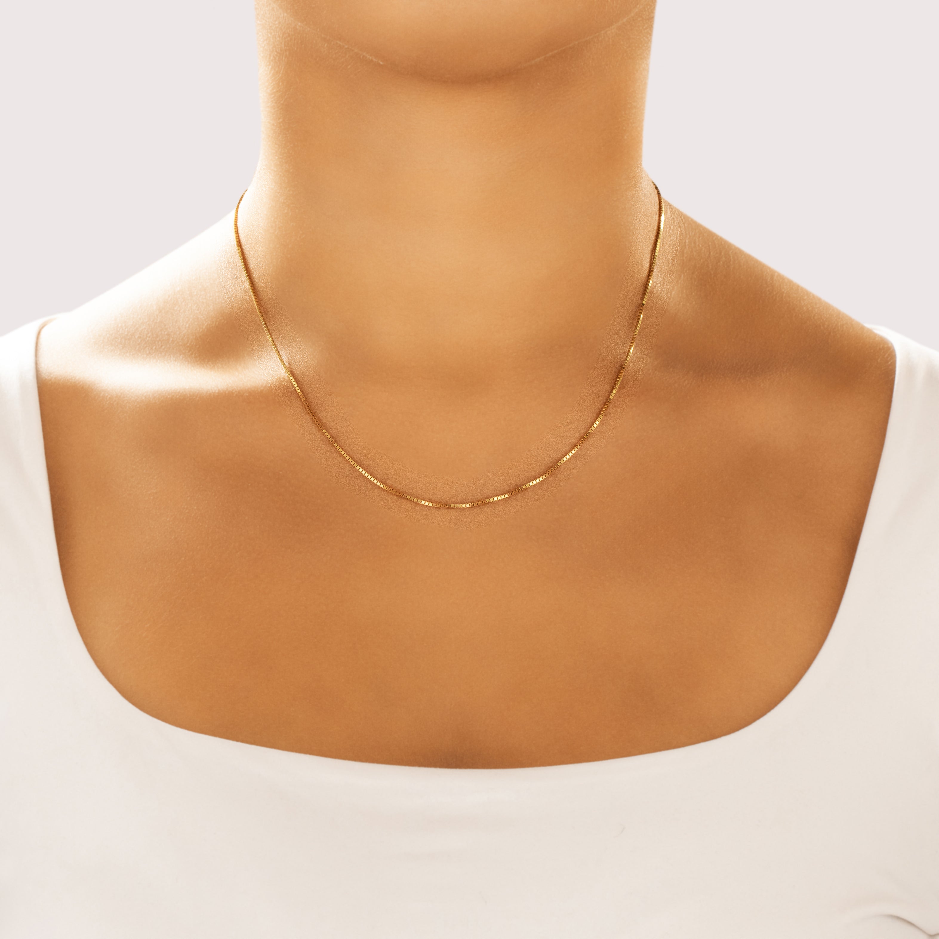 Vintage 14k Yellow Gold 1mm Everyday Box Chain 17.5