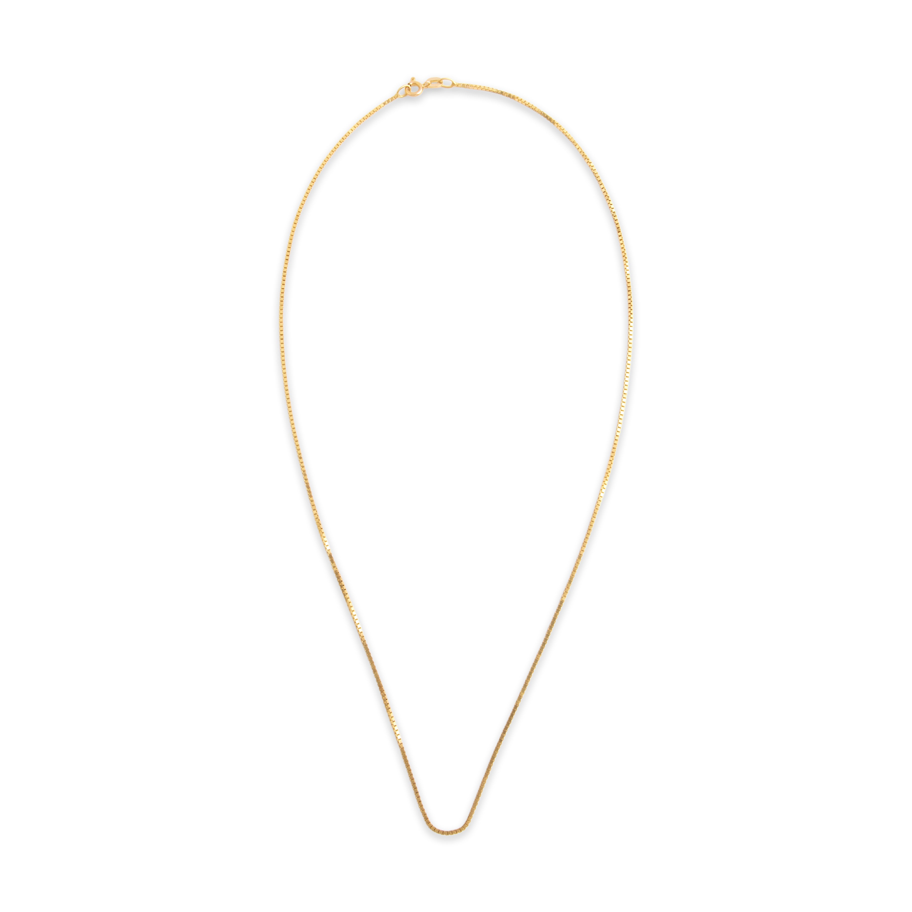 Vintage 14k Yellow Gold 1mm Everyday Box Chain - Overall view